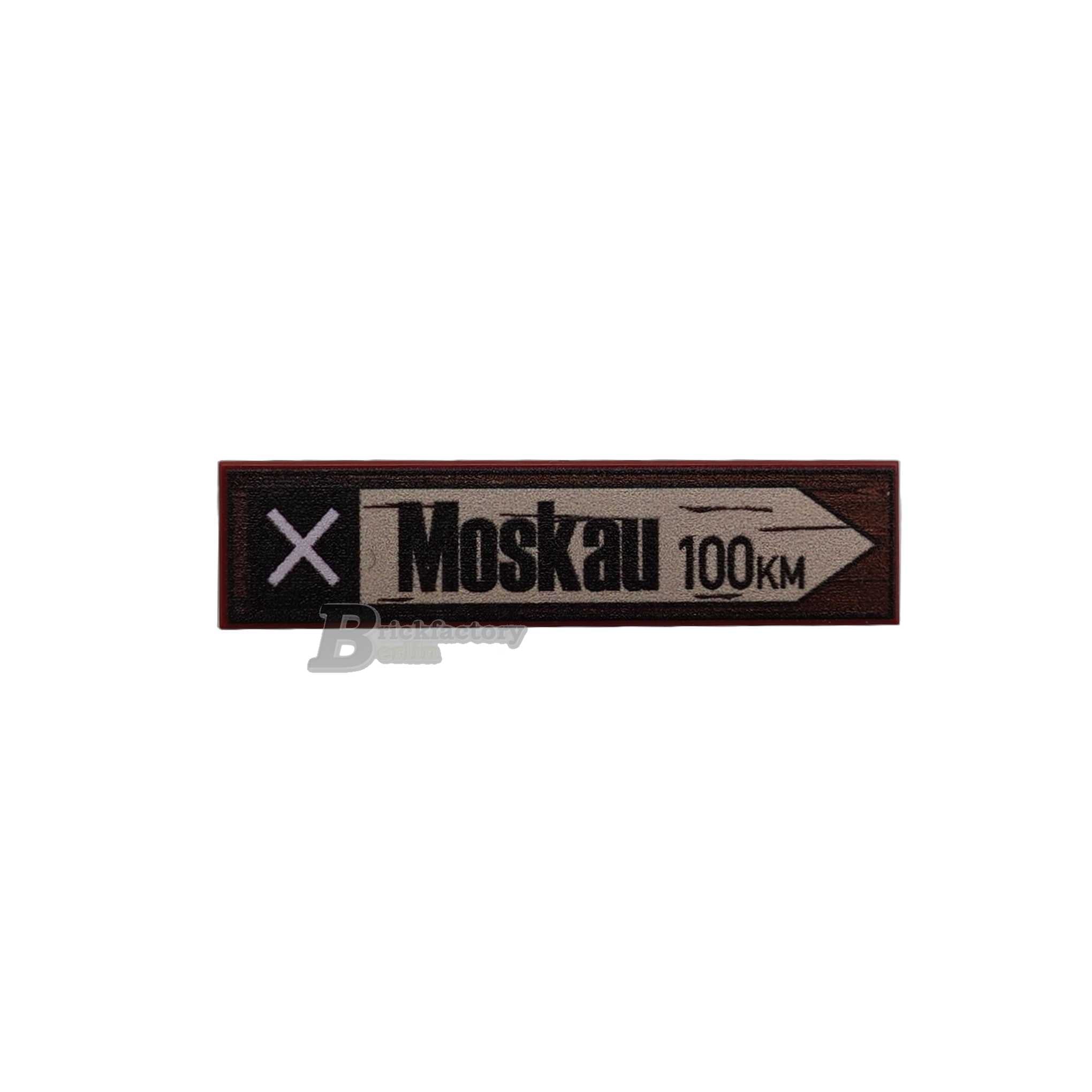 BF-0547 - Moskau 100 km (Farbe: Reddish-Brown, Bedruckte LEGO®-Fliese 1x4)