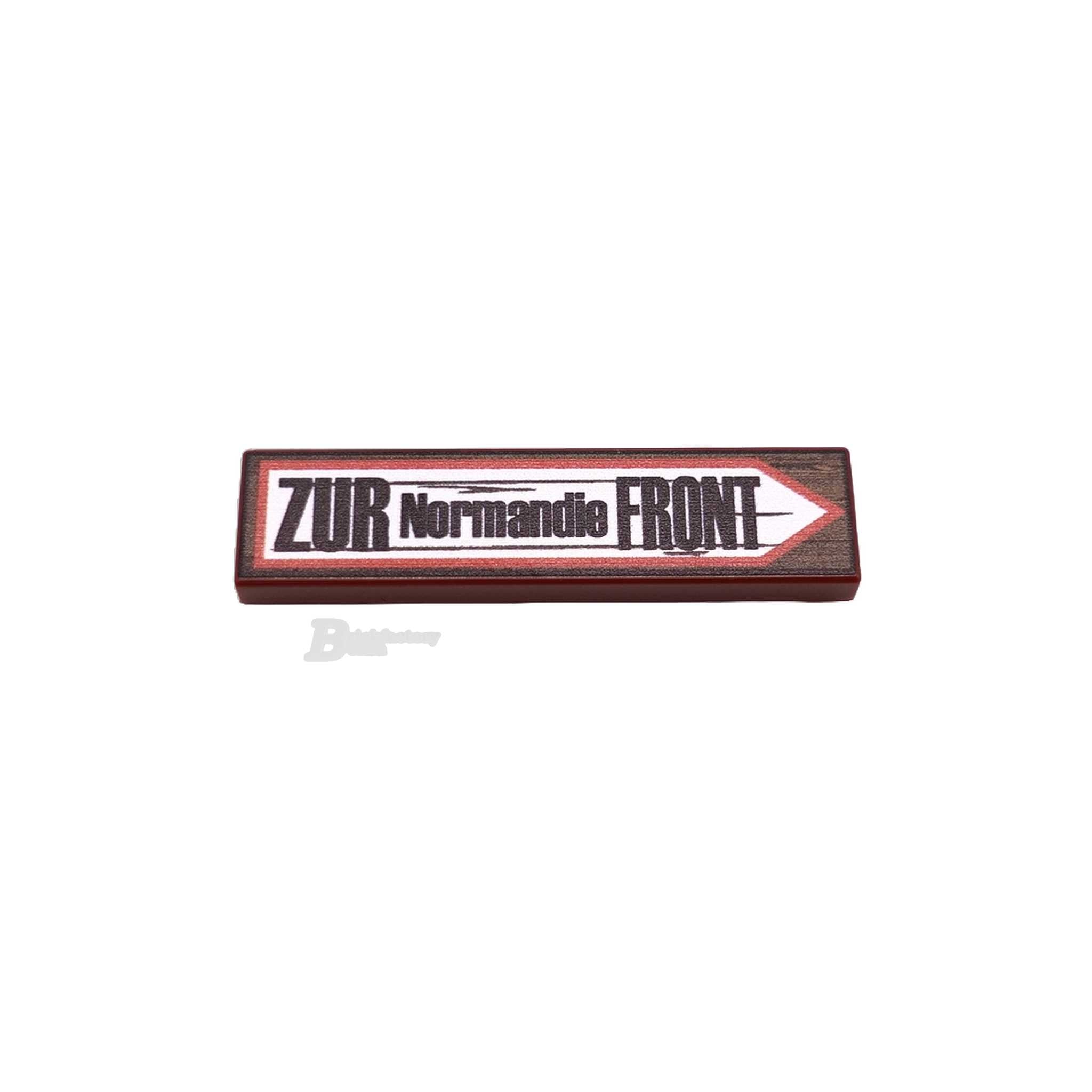 BF-0573 - Normandie Front Wegweiser (Farbe: Reddish-Brown, Bedruckte LEGO®-Fliese 1x4)
