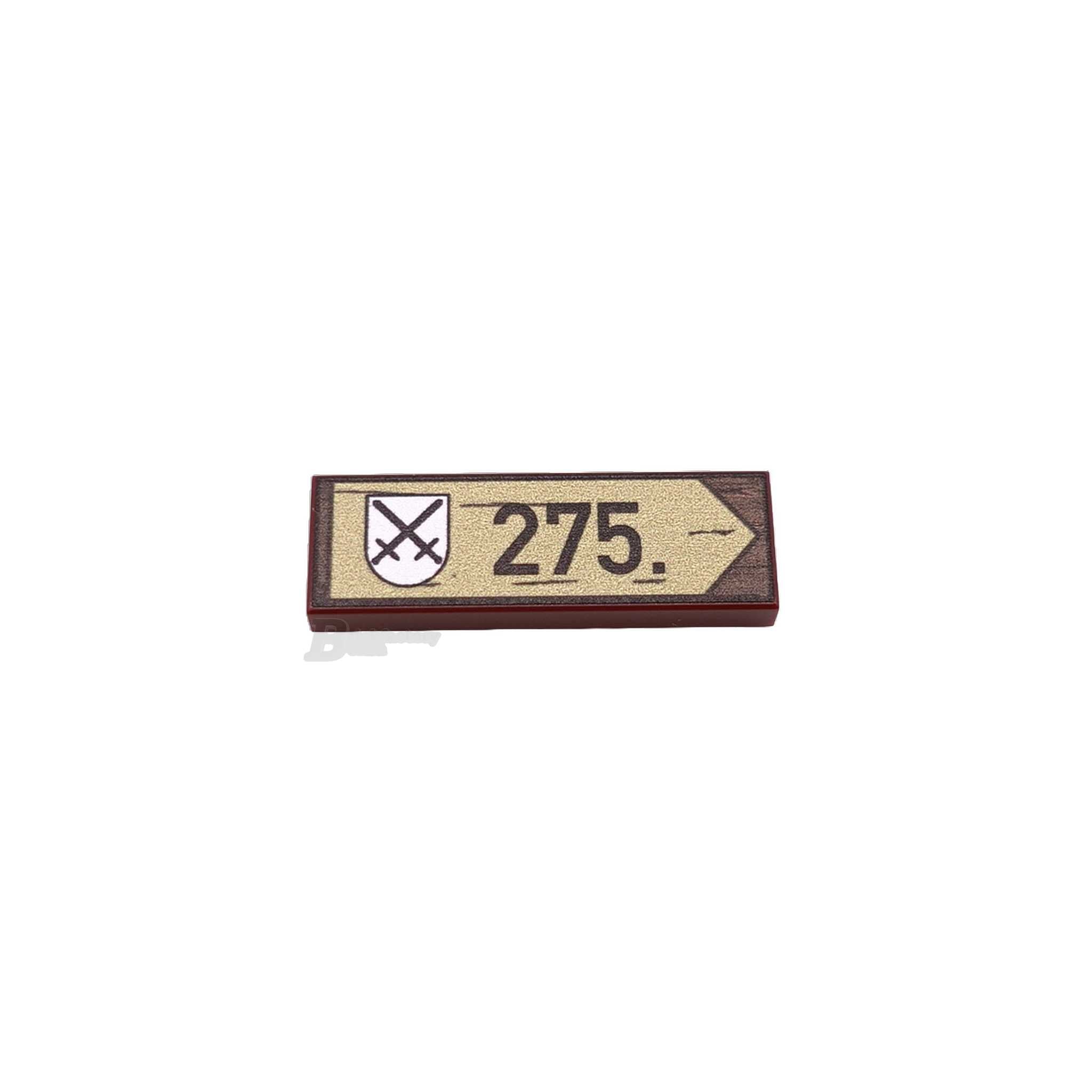 BF-0576 - 275. Infantriedivision Wegweiser (Farbe: Reddish-Brown) Bedruckte LEGO®-Fliese-1x3)