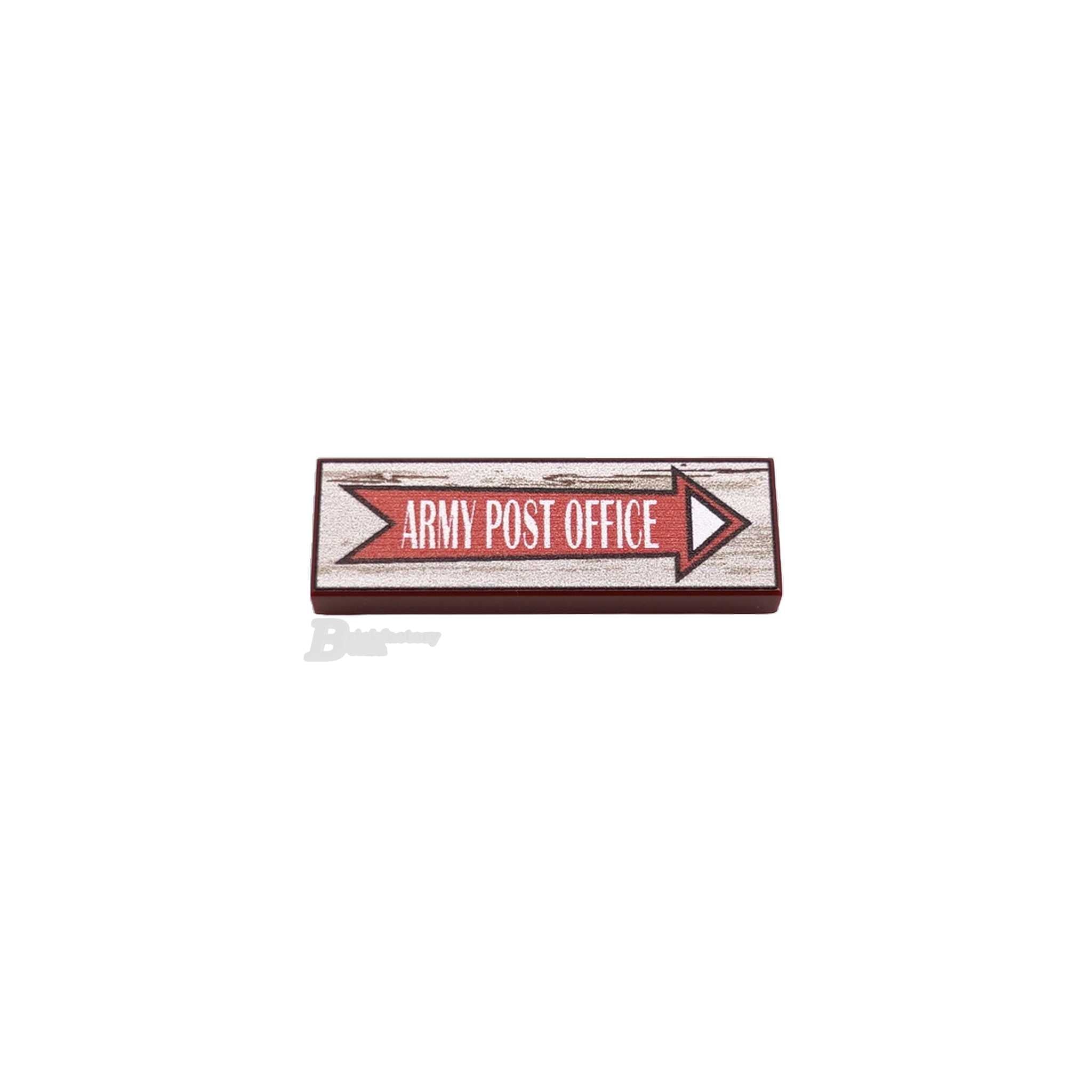 BF-0578 - Army Post Office Wegweiser (Farbe: Reddish-Brown) Bedruckte LEGO®-Fliese-1x3)
