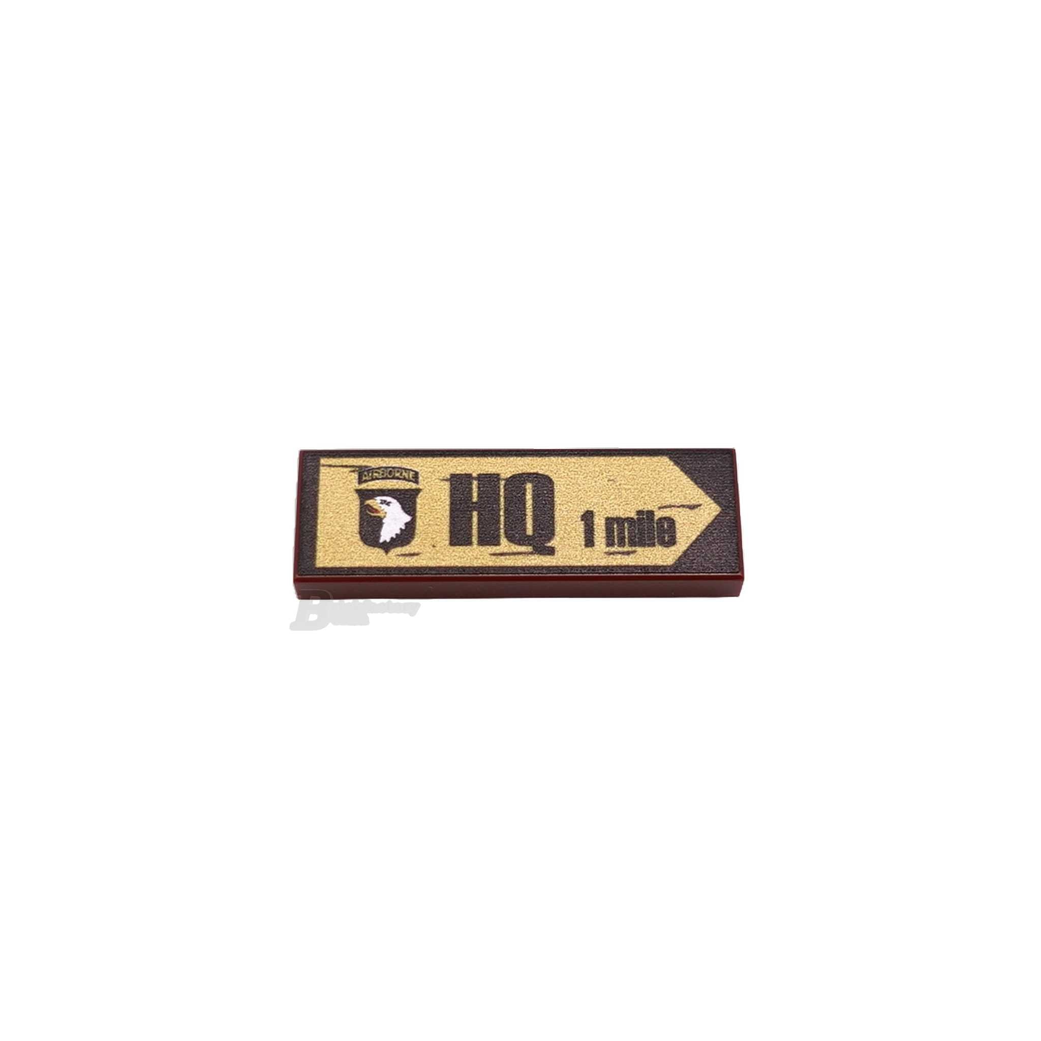 BF-0579 - Headquarter Wegweiser (Farbe: Reddish-Brown) Bedruckte LEGO®-Fliese-1x3)