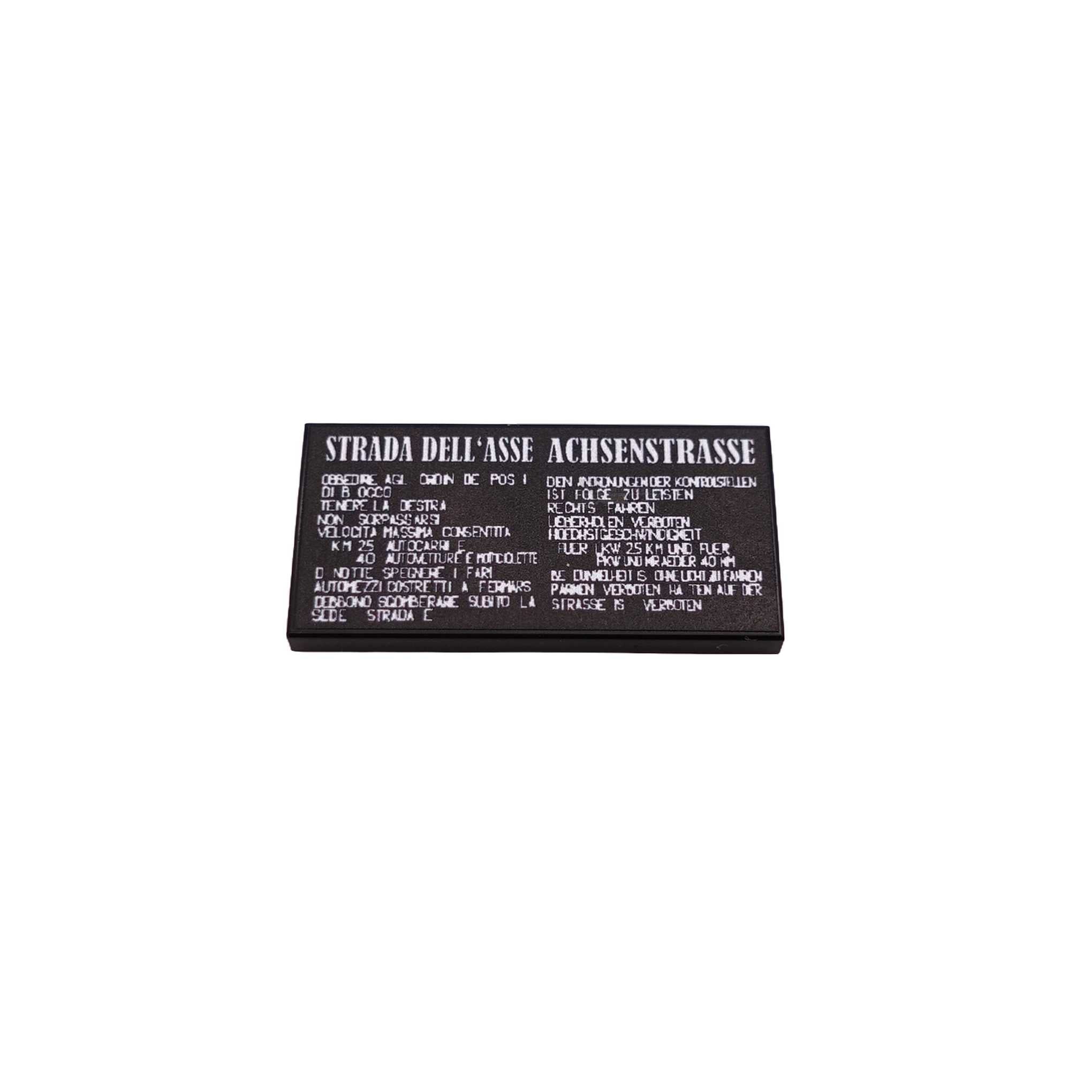 BF-0605 - Achsenstraße (Farbe: Black) Bedruckte LEGO®-Fliese-2x4)
