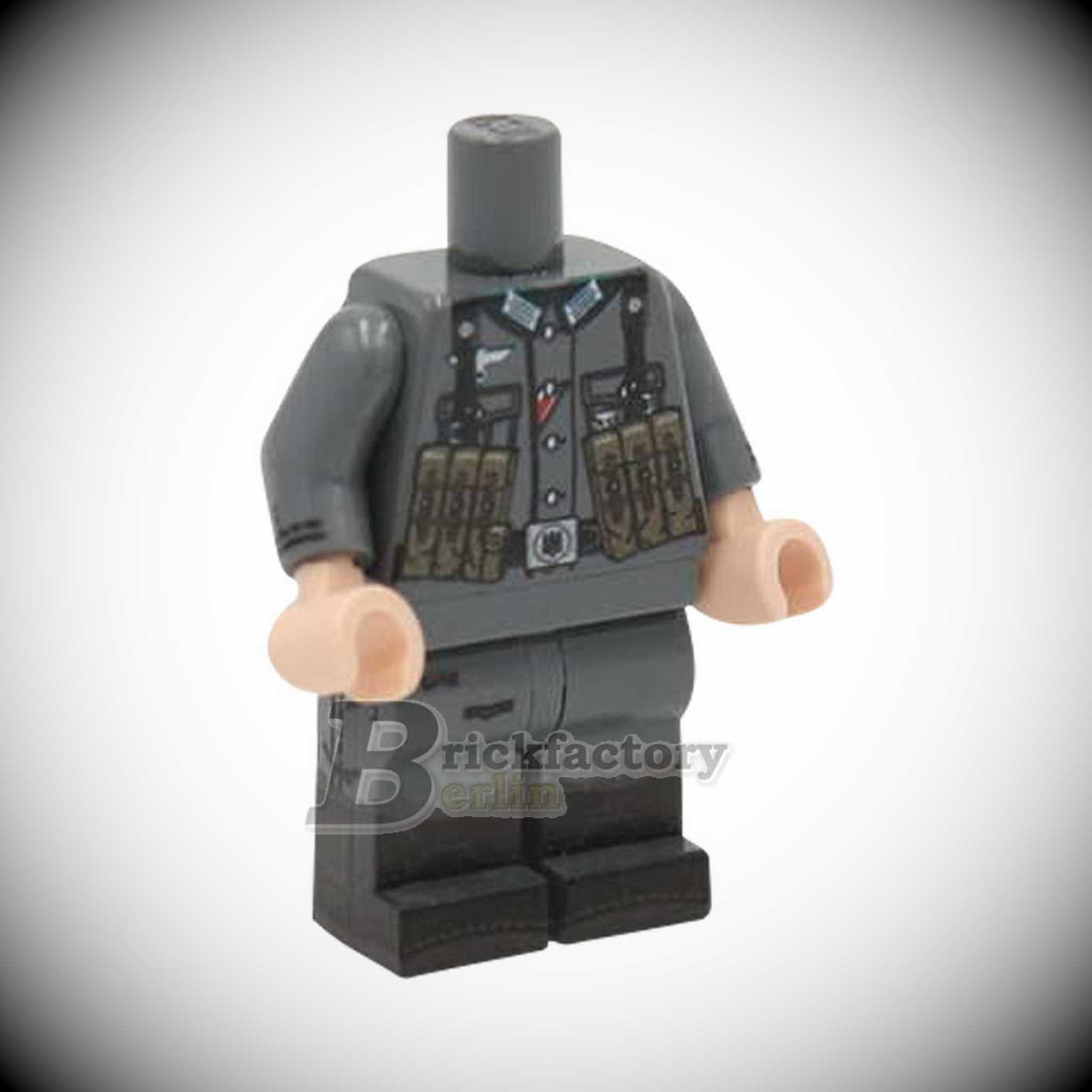 BF-0407D - WWII Deutscher MP40 Schütze (bedruckte LEGO®-Teile, Farbe: Dunkelgrau)