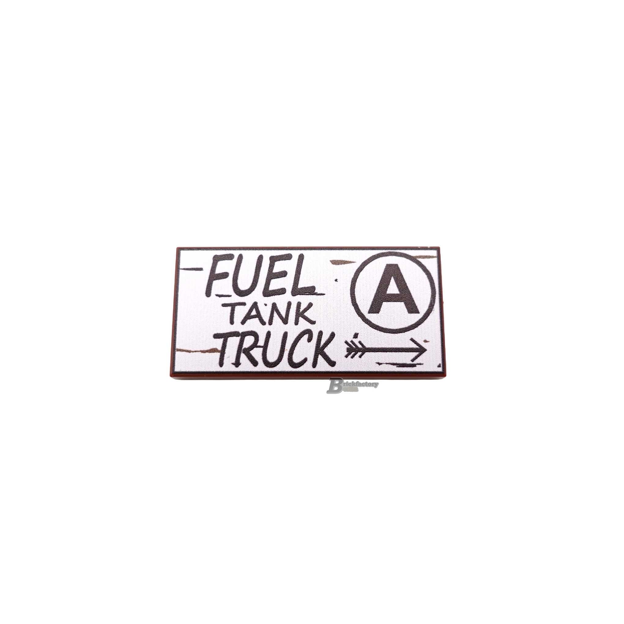 BF-0601 - Wegweiser Fuel Tank (Farbe: Reddish-Brown) Bedruckte LEGO®-Fliese-2x4)