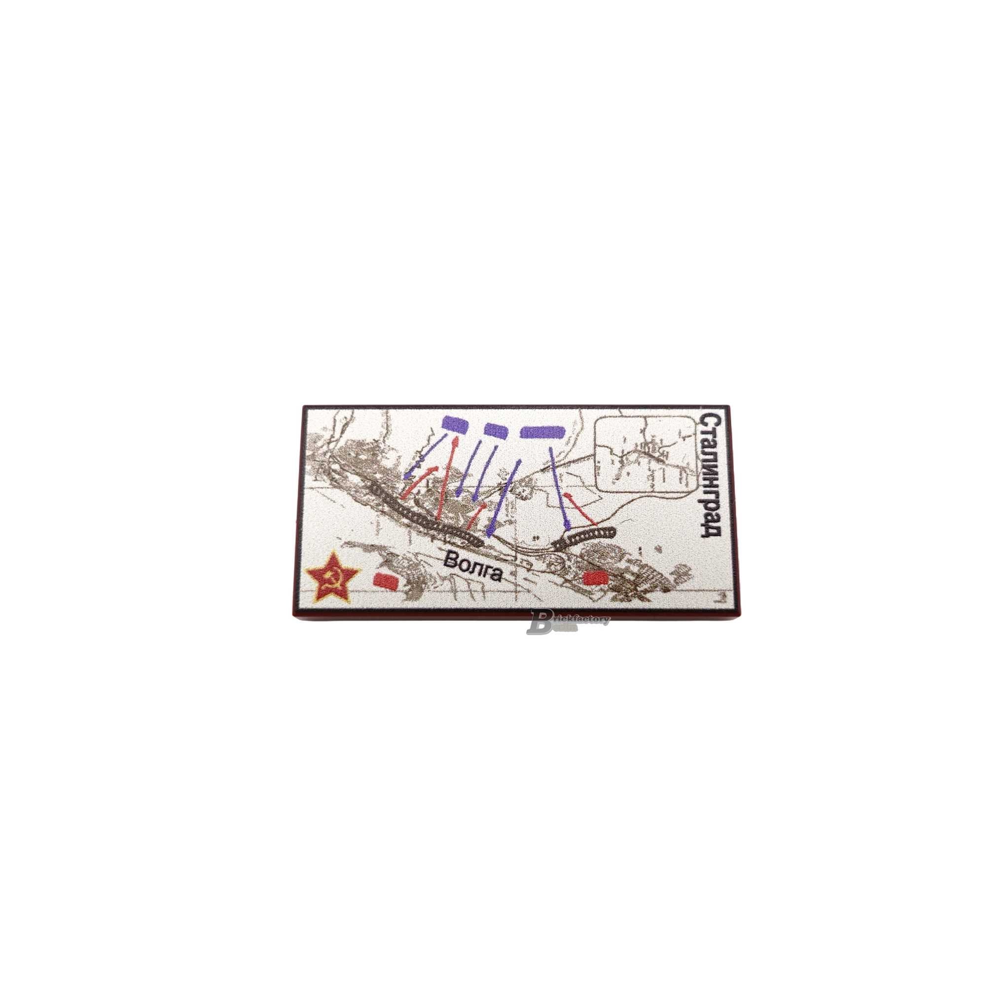 BF-0602 - Karte Stalingrad (Farbe: Reddish-Brown) Bedruckte LEGO®-Fliese-2x4)