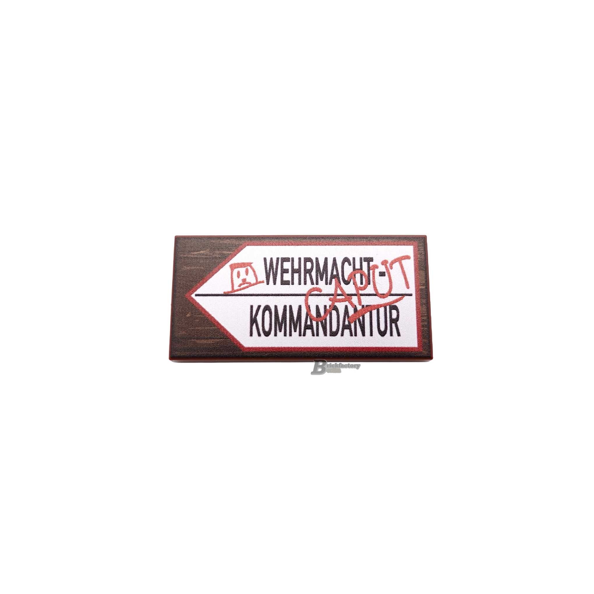 BF-0603 - Wegweiser Kommandantur (Farbe: Reddish-Brown) Bedruckte LEGO®-Fliese-2x4)