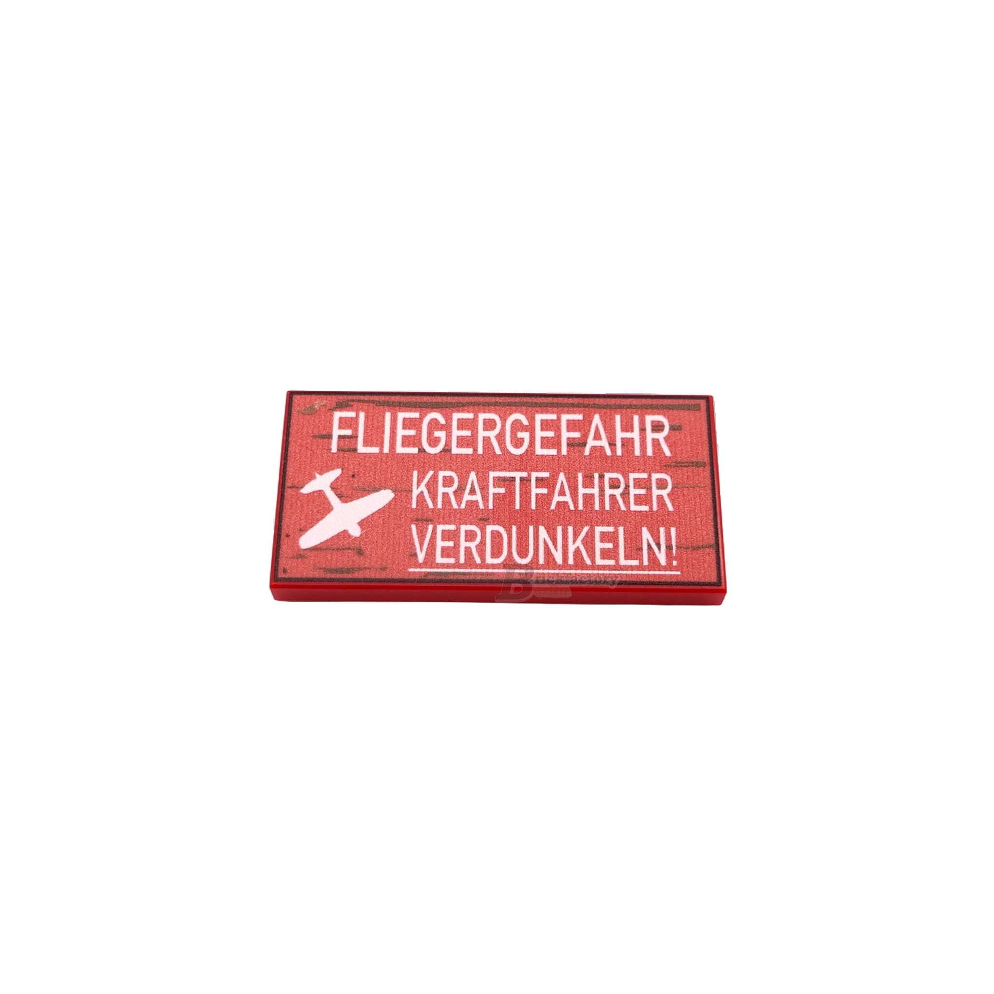 BF-0607 - Fliegergefahr verdunkeln (Farbe: Red) Bedruckte LEGO®-Fliese-2x4)
