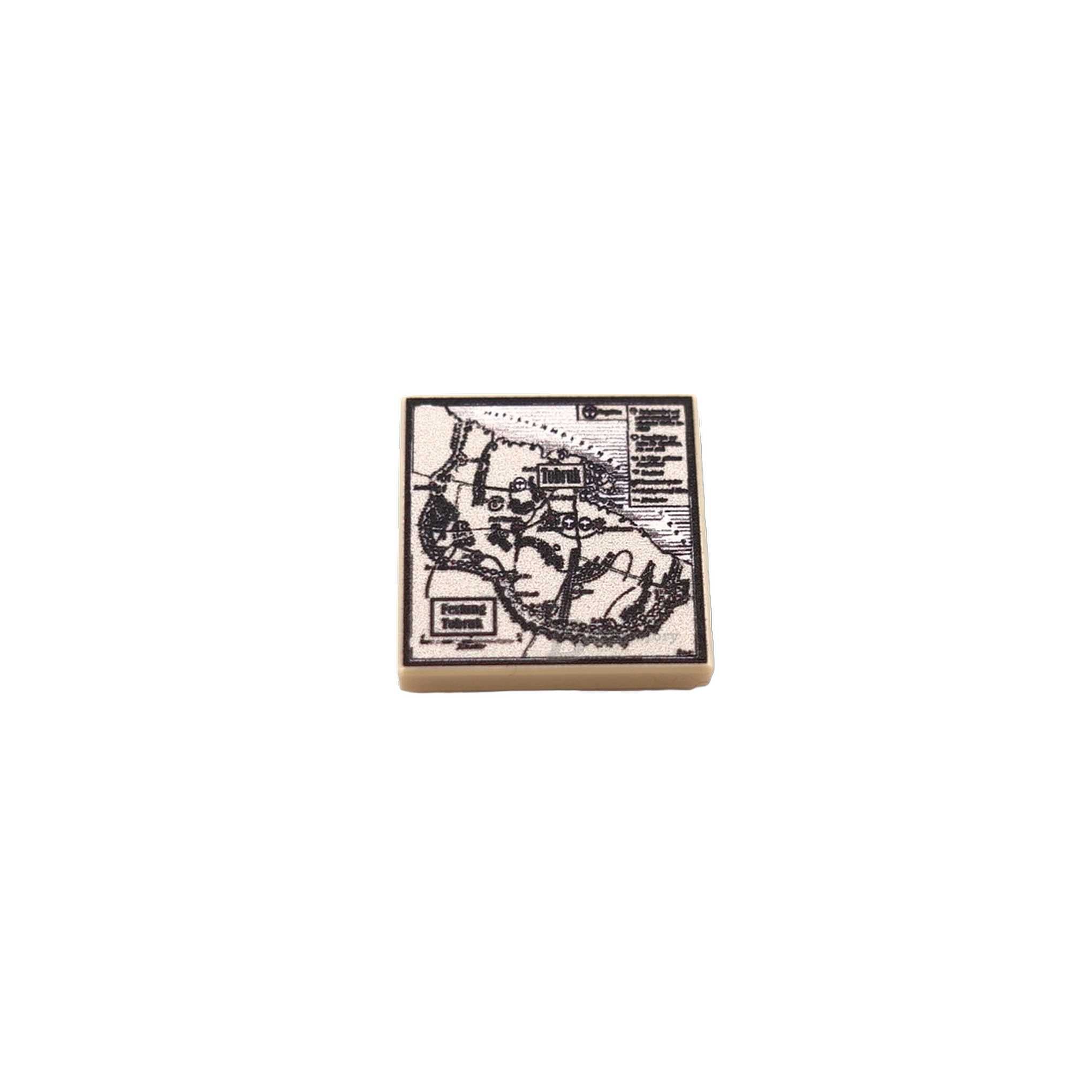 BF-0612 - Karte Festung Tobruk (Farbe: tan, Bedruckte LEGO®-Fliese 2x2)