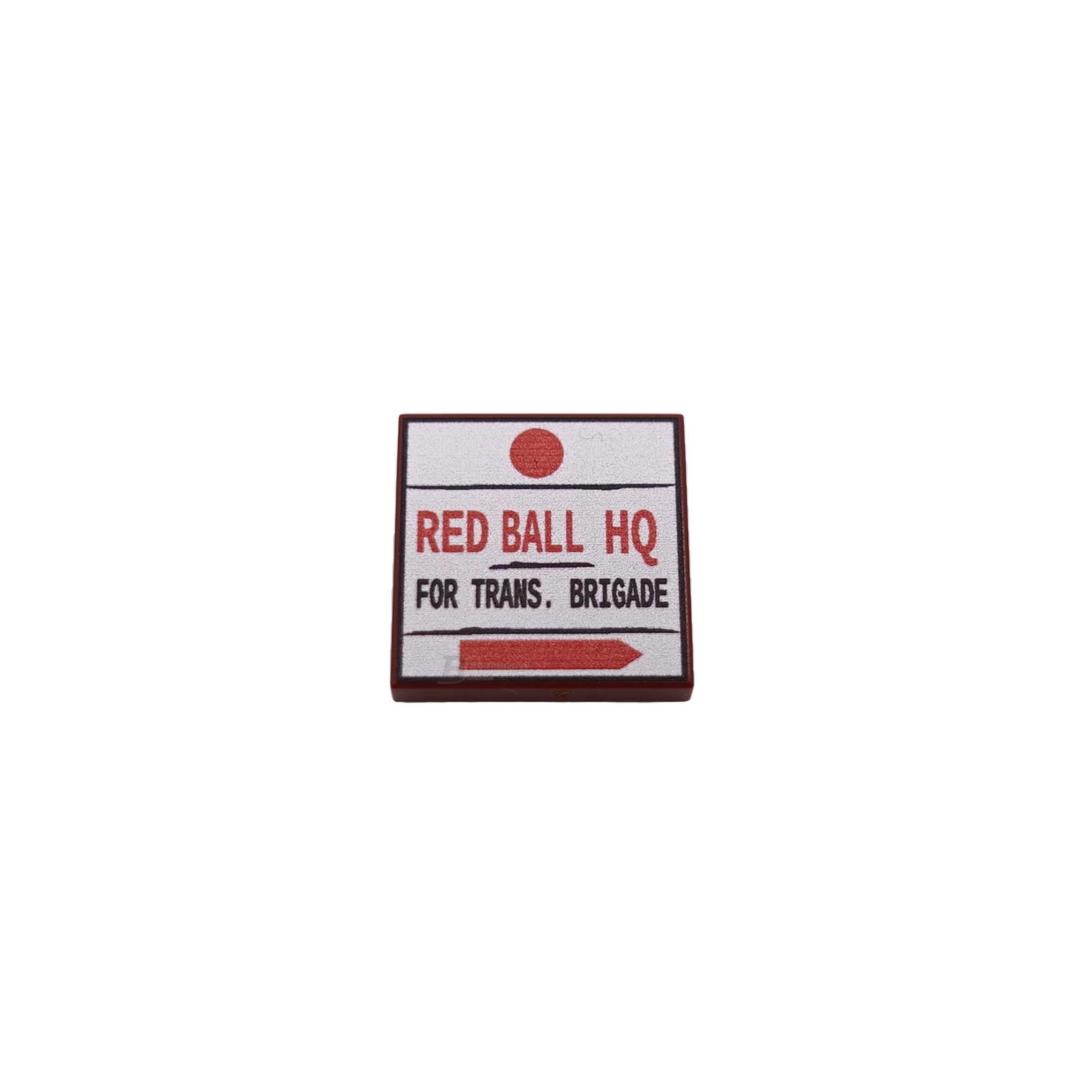 BF-0627 - Red Ball HQ Wegweiser (Farbe: reddisch-brown, Bedruckte LEGO®-Fliese 2x2)