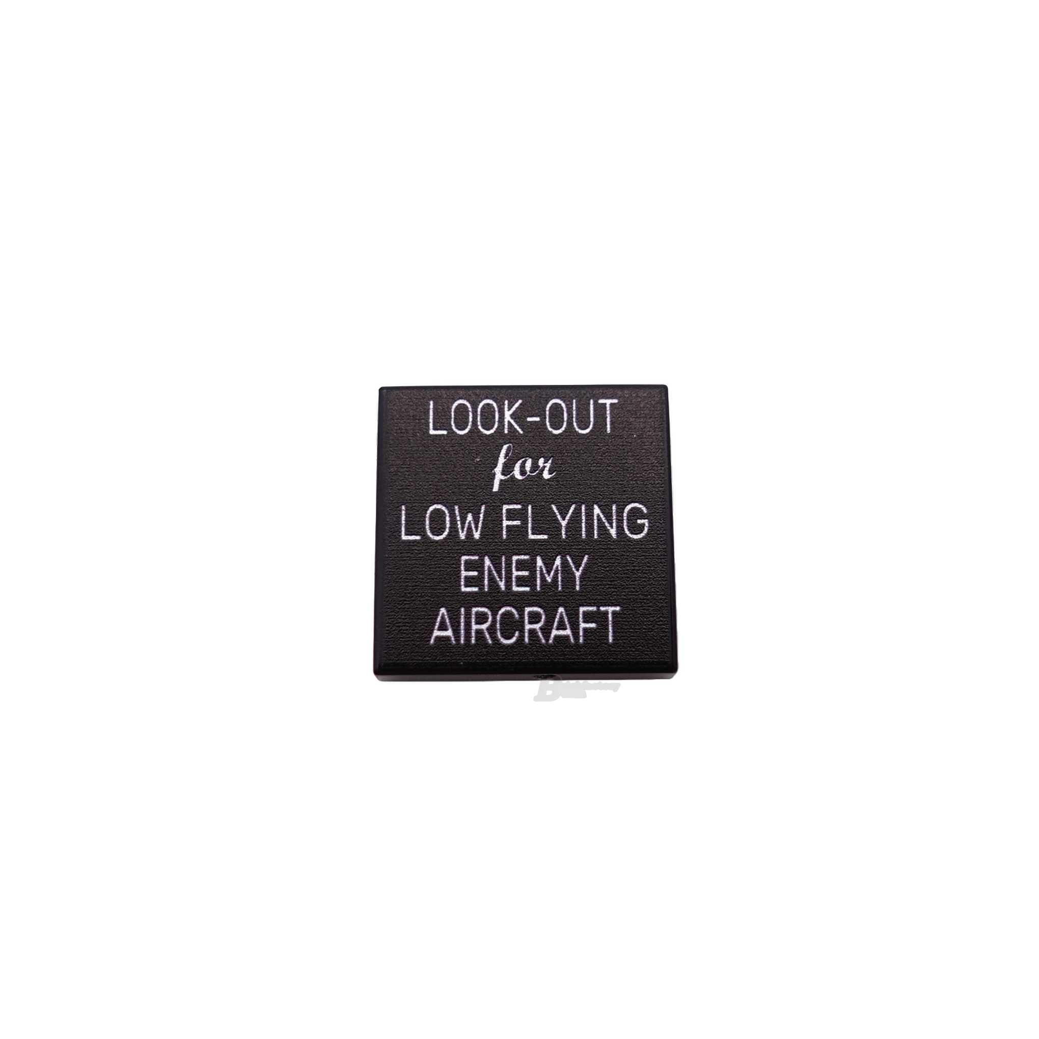BF-0628 - Look out enemy aircraft (Farbe: black, Bedruckte LEGO®-Fliese 2x2)