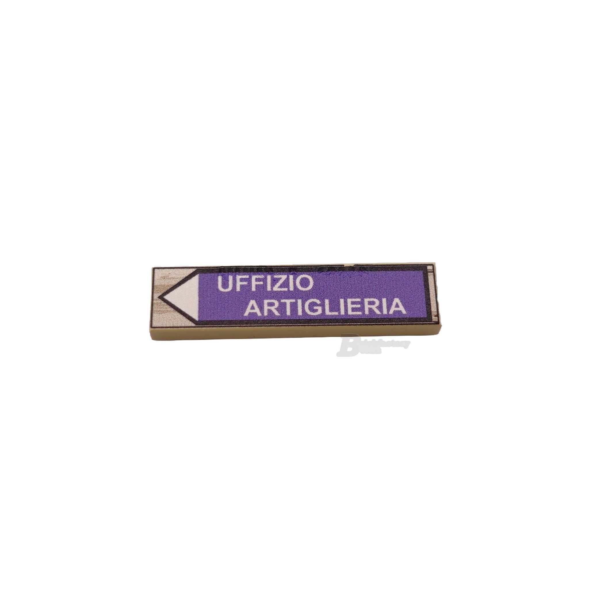 BF-0596 - Uffizio Artiglieria Wegweiser (Farbe: Tan, Bedruckte LEGO®-Fliese 1x4)