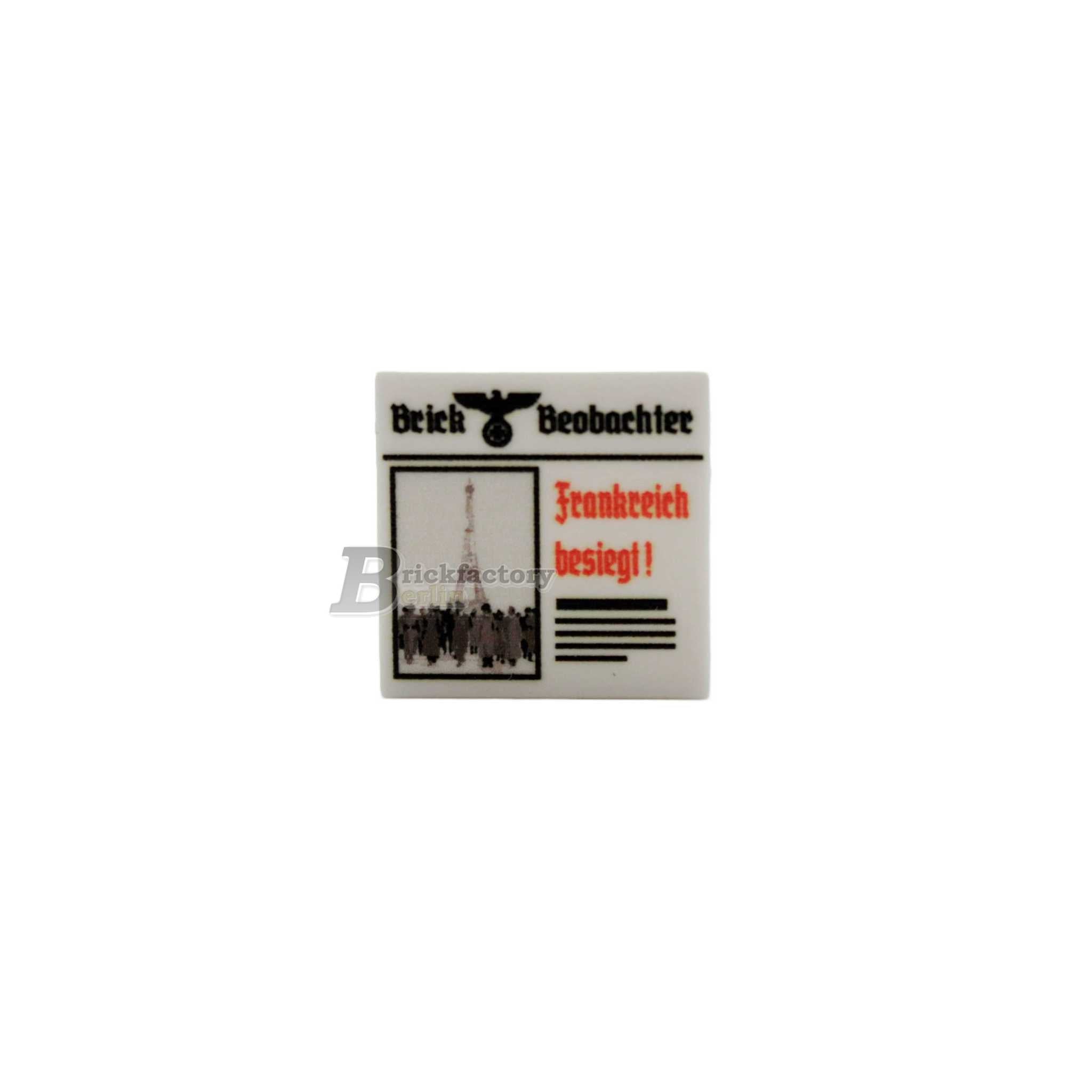 BF-0332C - Zeitung: "Frankreich-besiegt! Bedruckte LEGO®-Fliese-2x2