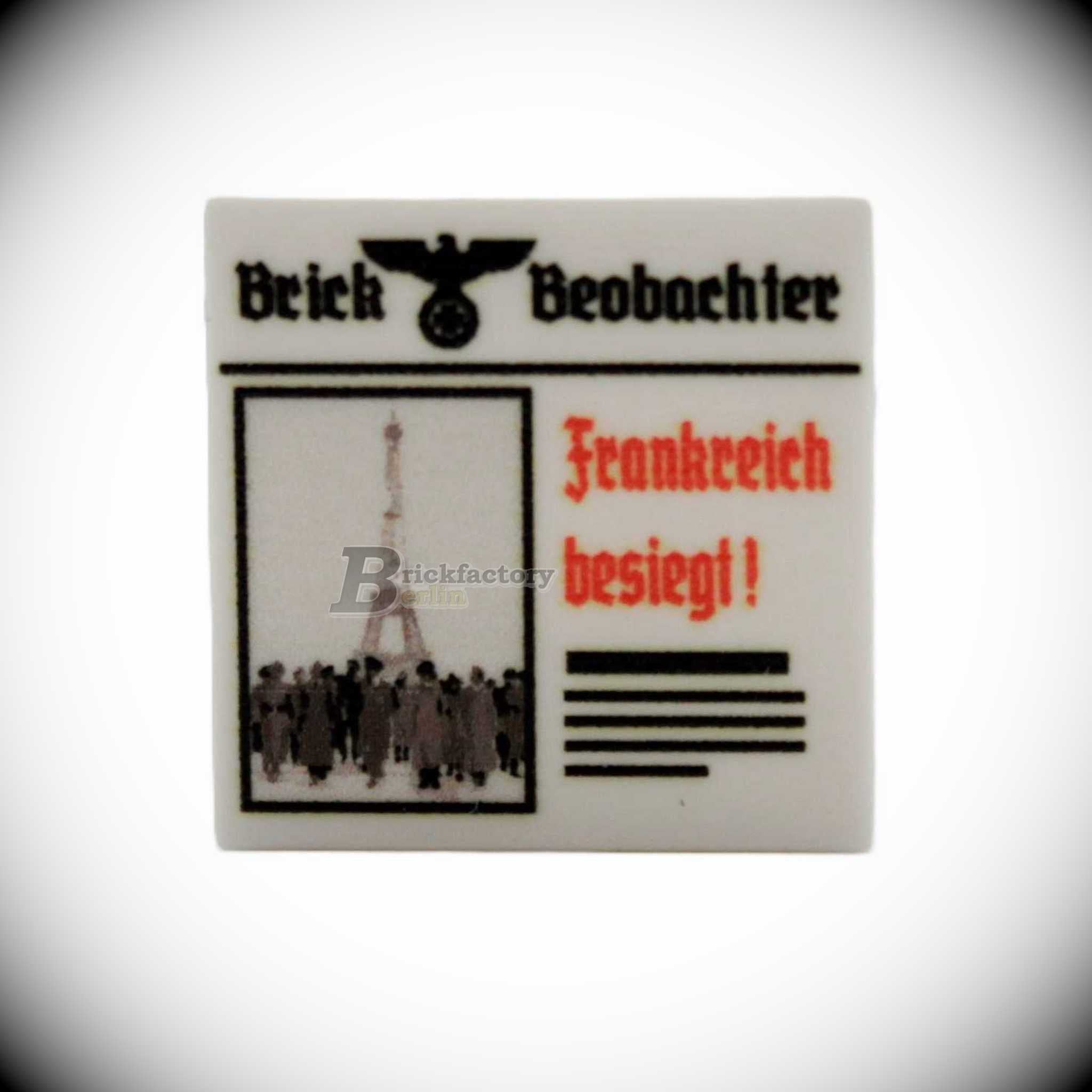 BF-0332C - Zeitung: "Frankreich-besiegt! Bedruckte LEGO®-Fliese-2x2