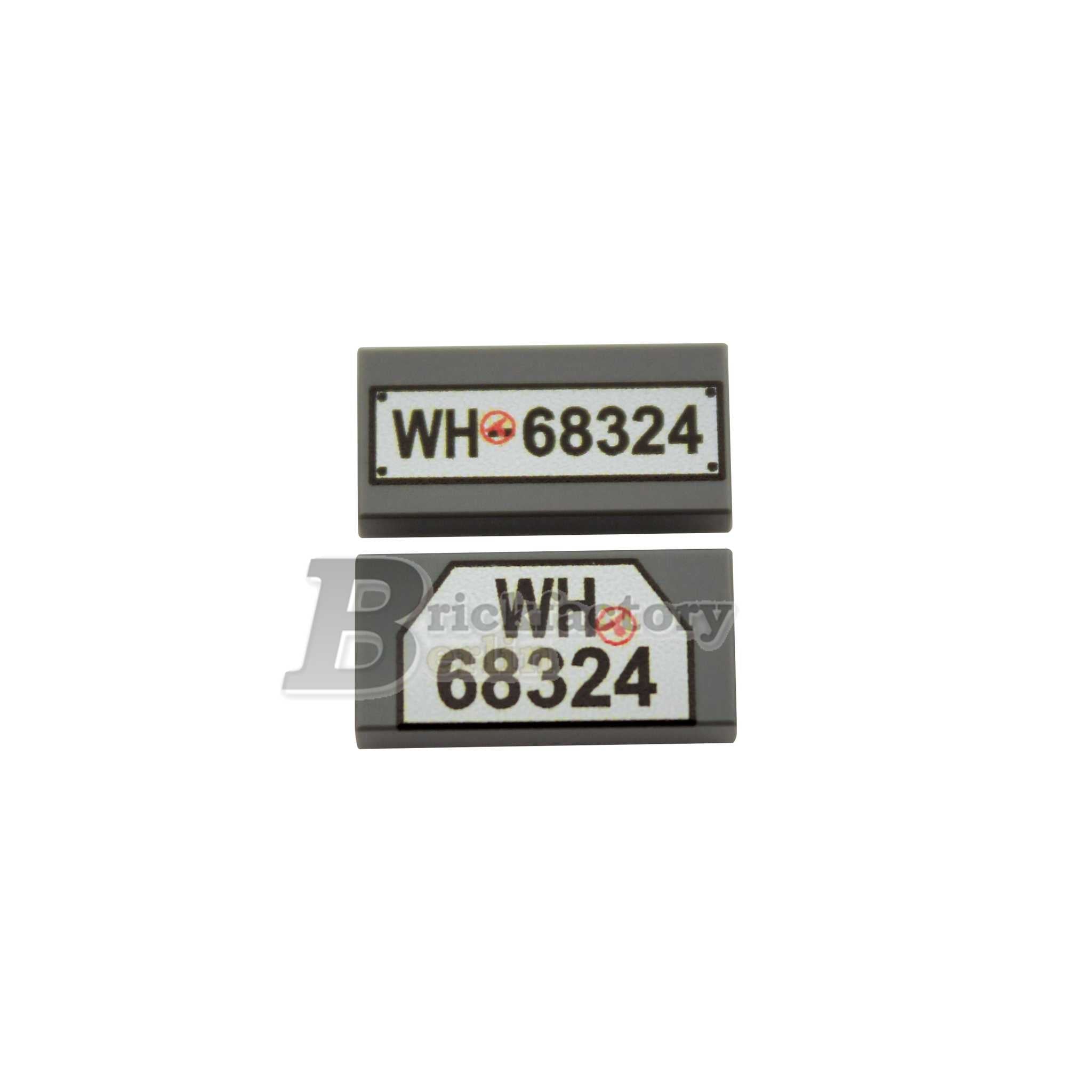BF-0363D - License Plate Set-4 2-pack (Color: Dark Grey) Printed LEGO® tiles 1x2