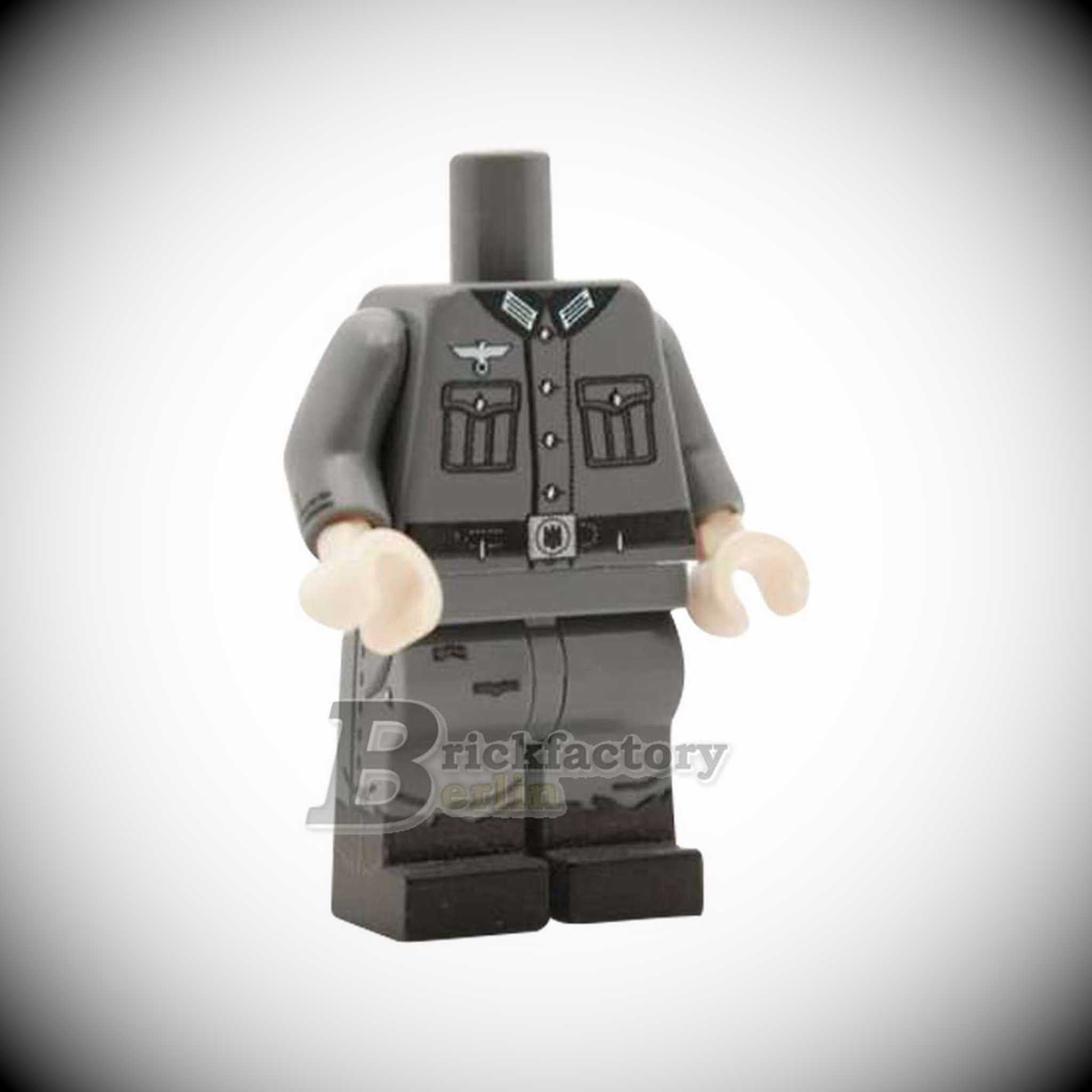 BF-0407C - WWII Deutscher Funker (bedruckte LEGO®-Teile (Farbe: Dunkelgrau)