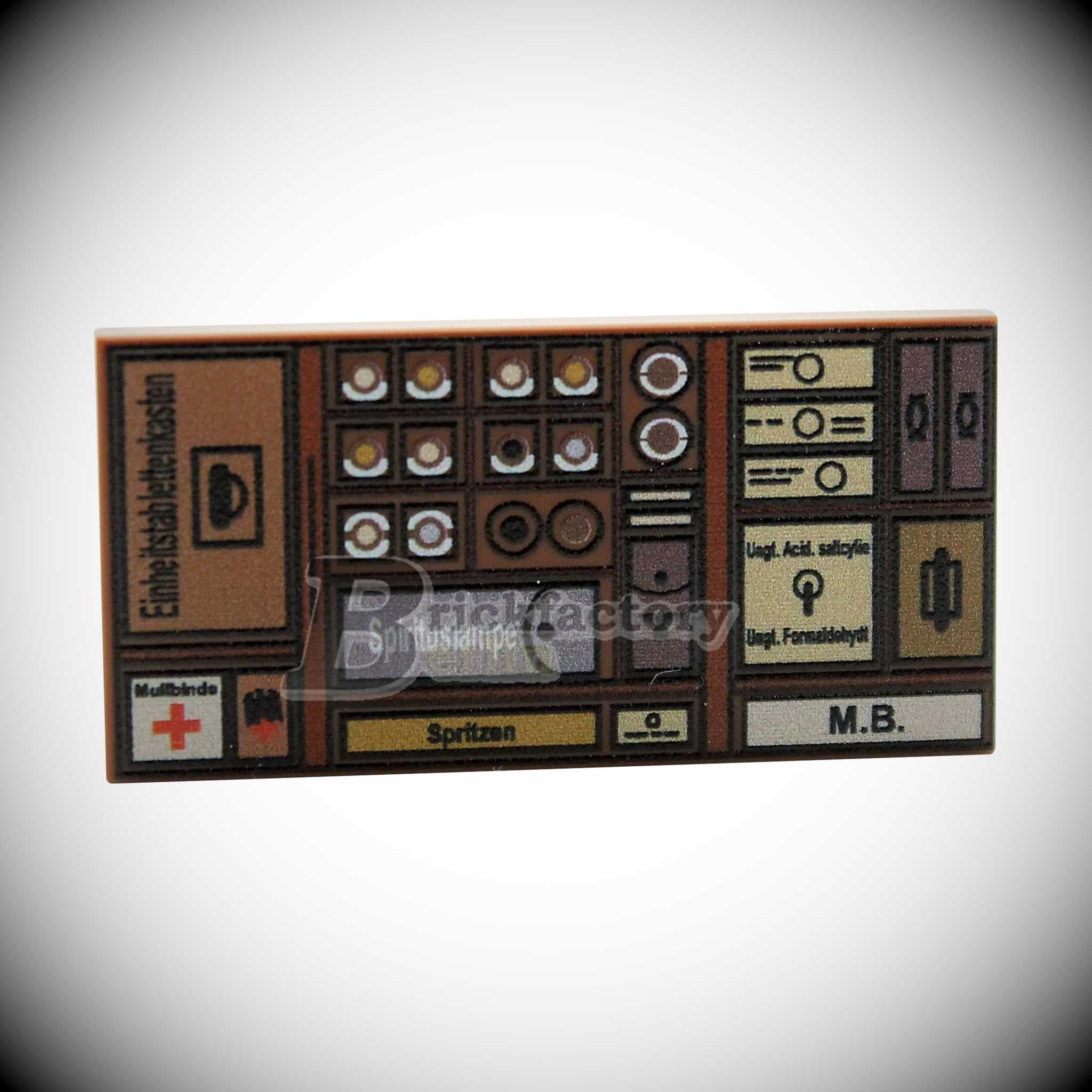 BF-0444B - First Aid Kit Large (Color: Reddish-Brown) Printed LEGO® tile 2x4