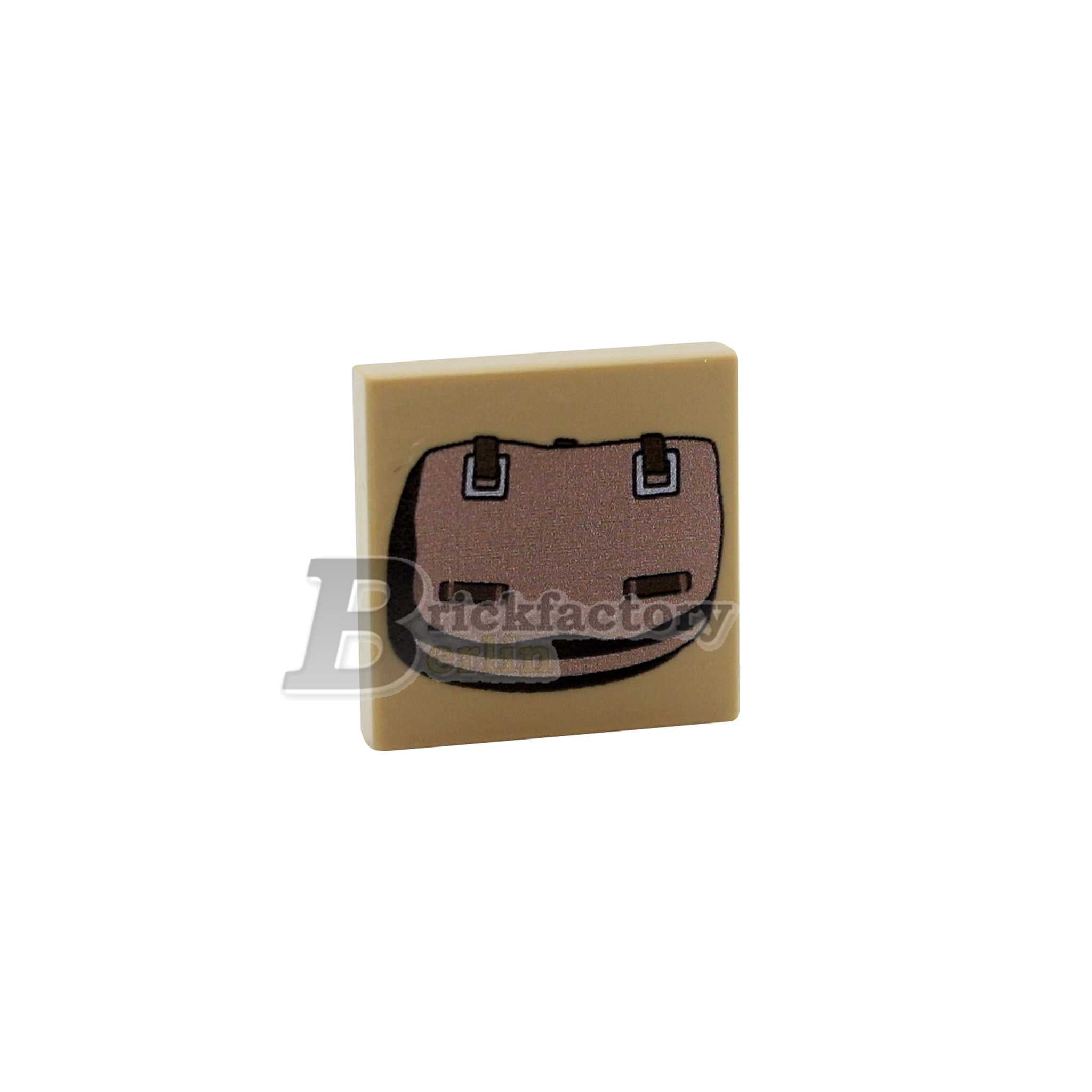 BF-0445 - Bag-I (Color: Darktan) Printed LEGO® tile 2x2
