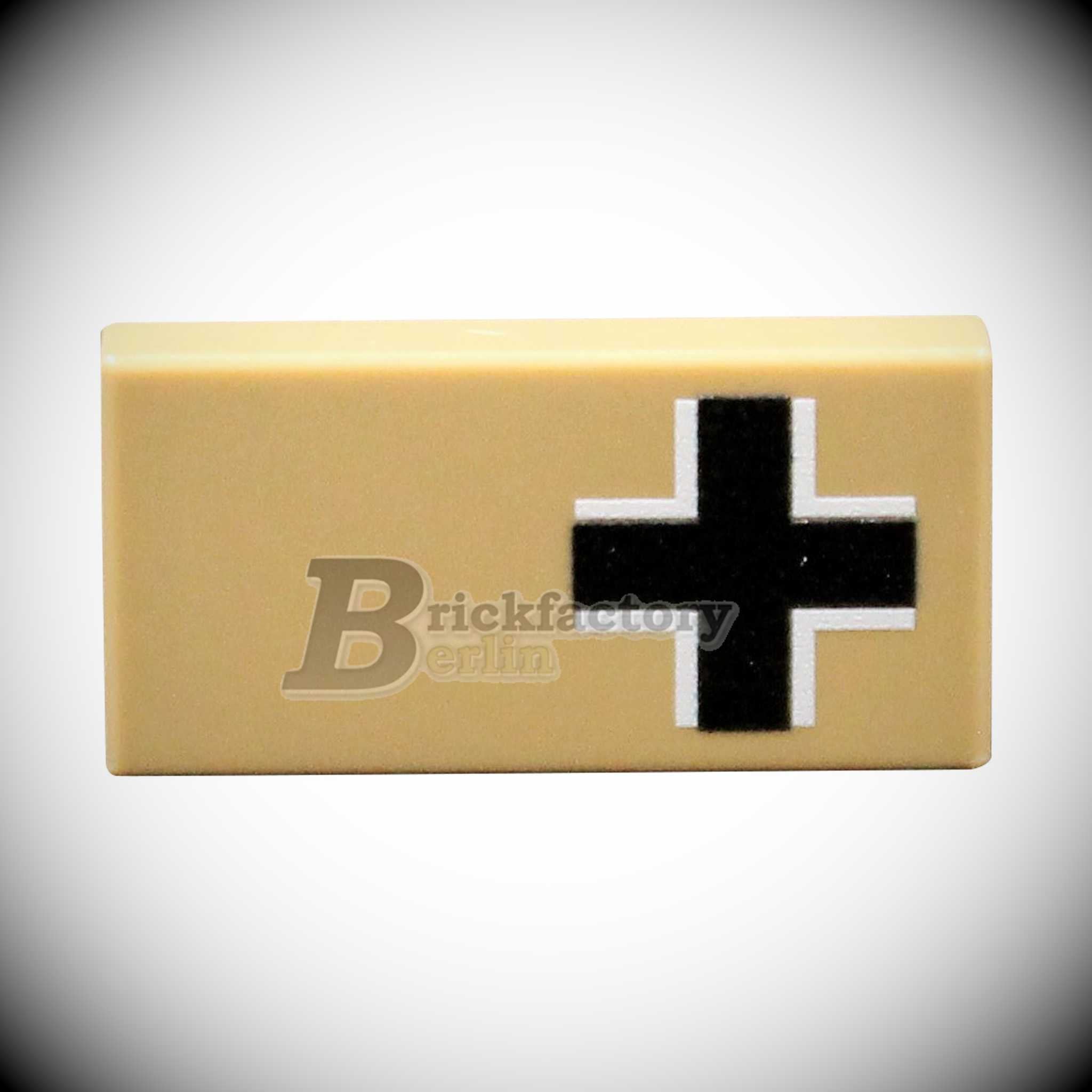 BF-0460C - Balkenkreuz (Farbe: Darktan) Bedruckte LEGO®-Fliese 1x2