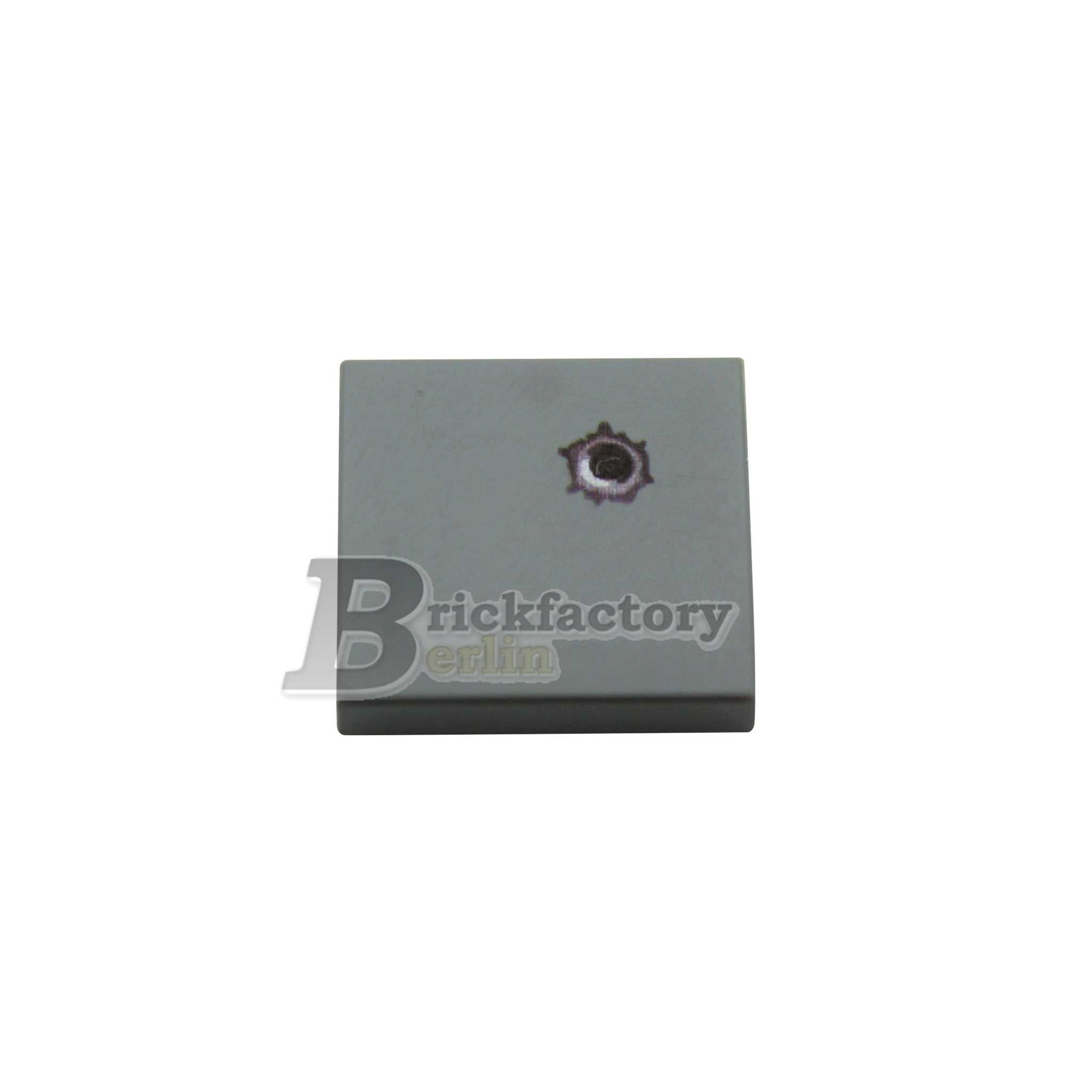 BF-0463A - Einschussloch (Farbe: Dunkelgrau) Bedruckte LEGO®-Fliese 2x2