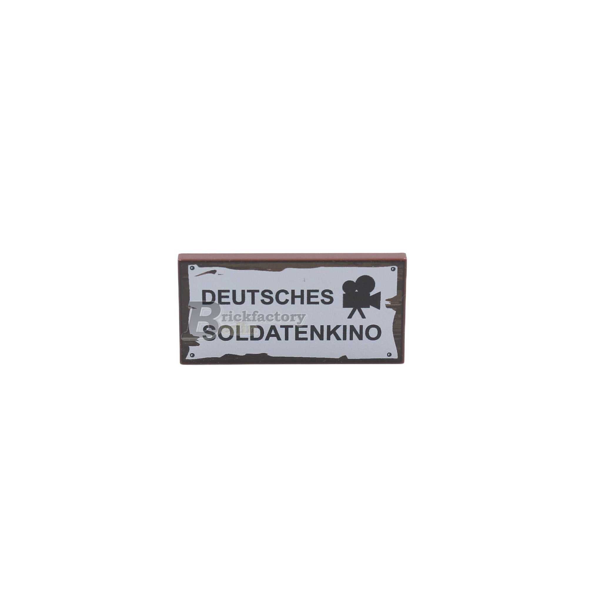 BF-0466-3 Printed-LEGO®-Tile-2x4-"Soldatenkino"-(color:-reddish-brown)