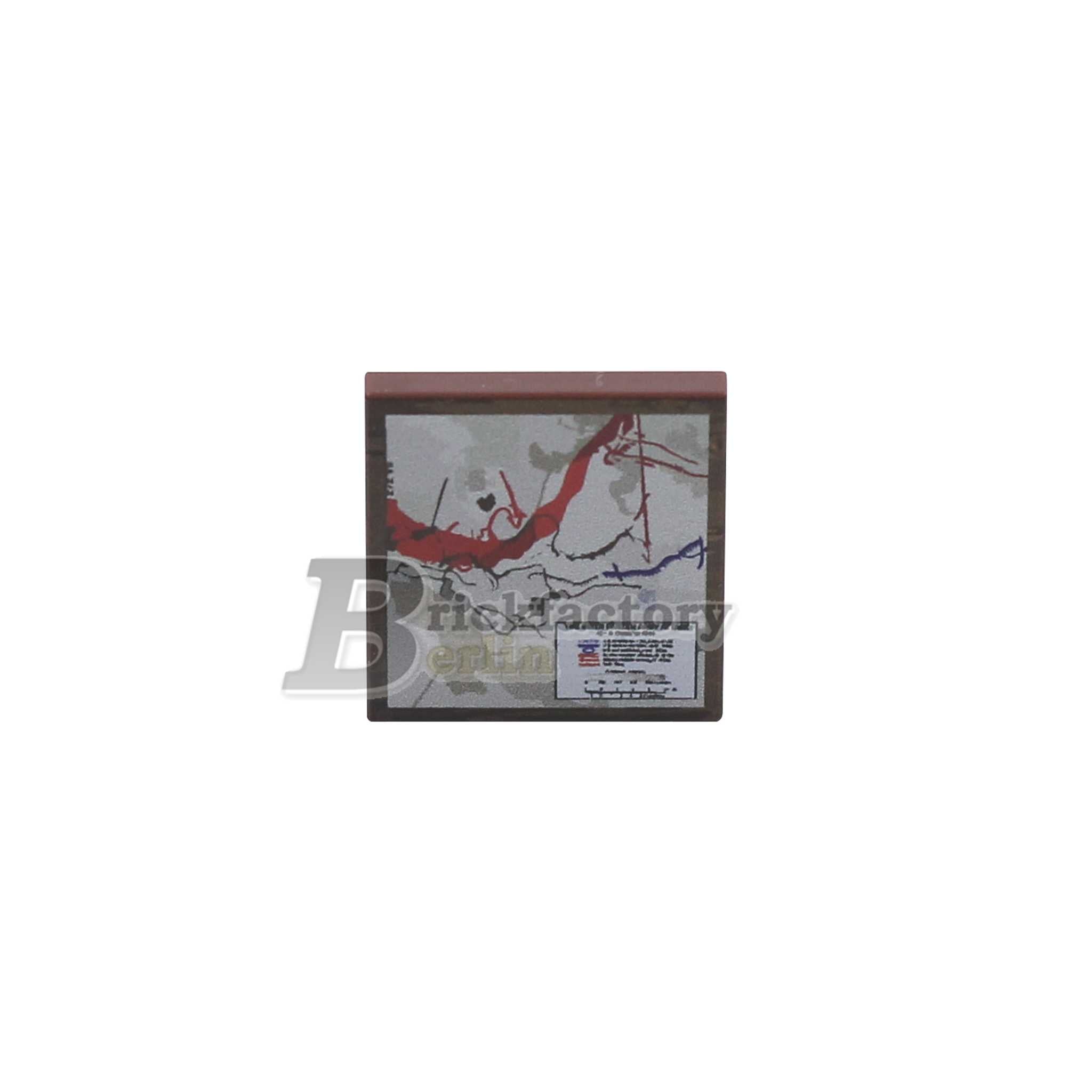 BF-0470B - Karte-III (Farbe: Reddish-Brown) Bedruckte LEGO®-Fliese-2x2