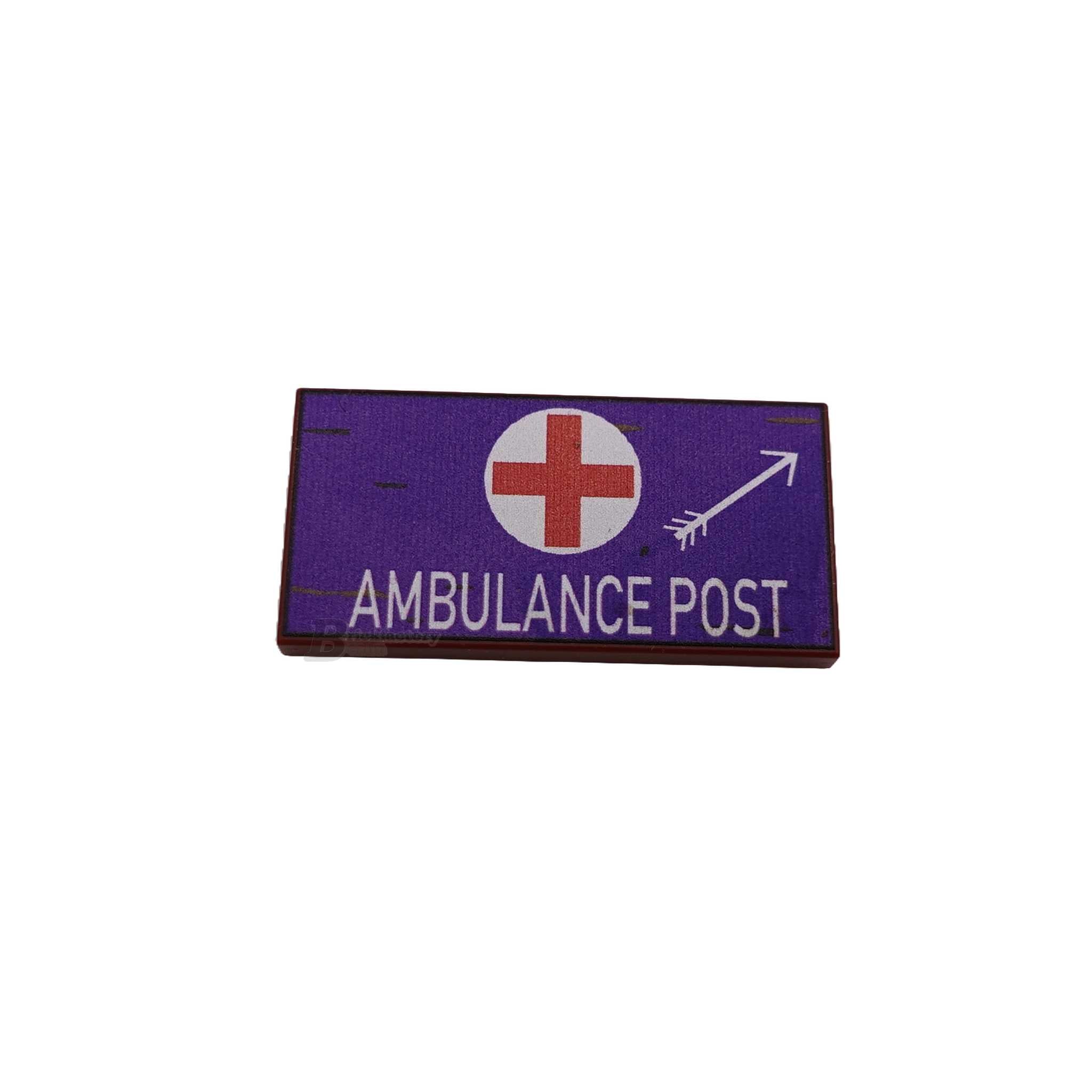 BF-0551 - Ambulance Post (Farbe: Reddish-Brown, Bedruckte LEGO®-Fliese 2x4)