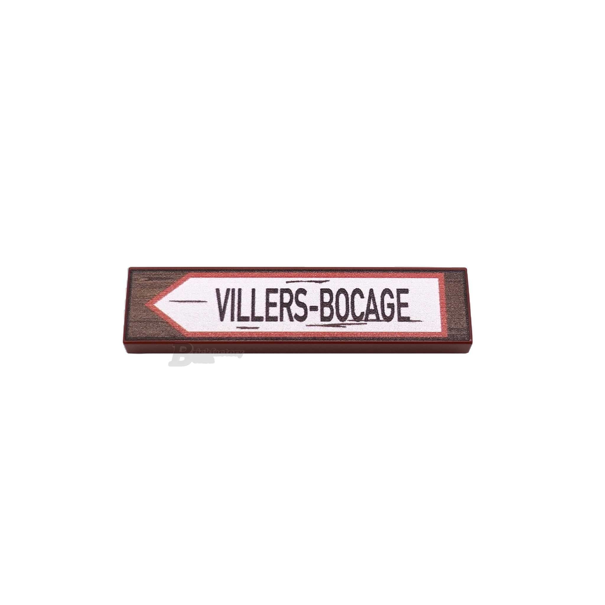 BF-0570 - Villers-Bocage Wegweiser (Farbe: Reddish-Brown, Bedruckte LEGO®-Fliese 1x4)