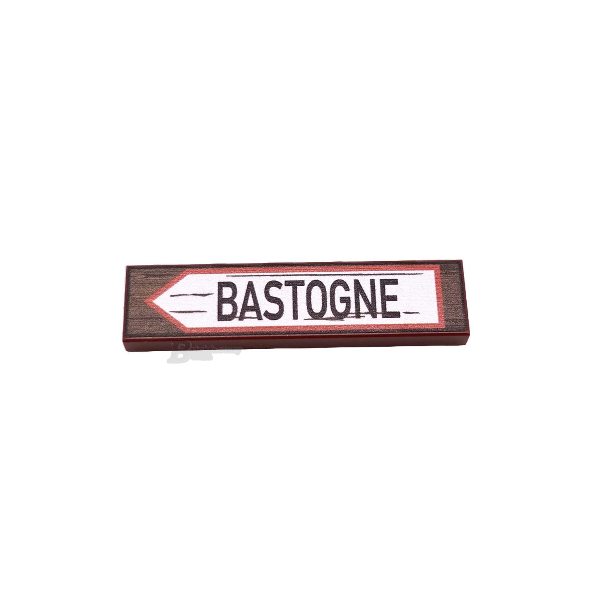 BF-0571 - Bastogne Wegweiser (Farbe: Reddish-Brown, Bedruckte LEGO®-Fliese 1x4)