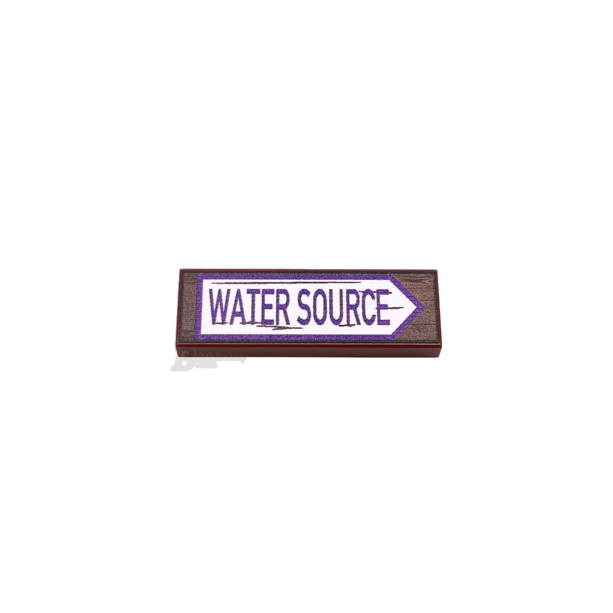 BF-0574 - Water Source Wegweiser (Farbe: Reddish-Brown) Bedruckte LEGO®-Fliese-1x3)