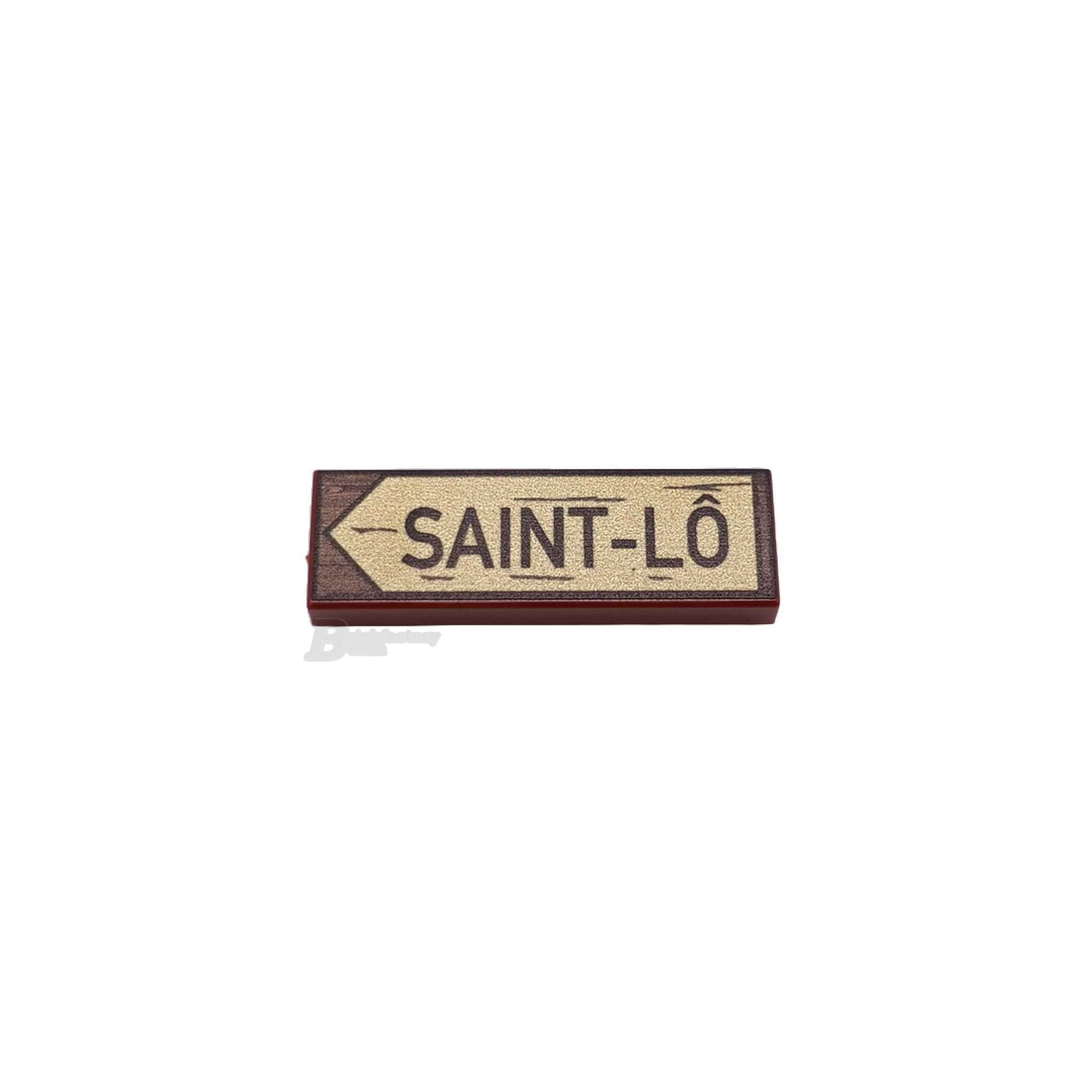 BF-0575 - Saint Lo Wegweiser (Farbe: Reddish-Brown) Bedruckte LEGO®-Fliese-1x3)