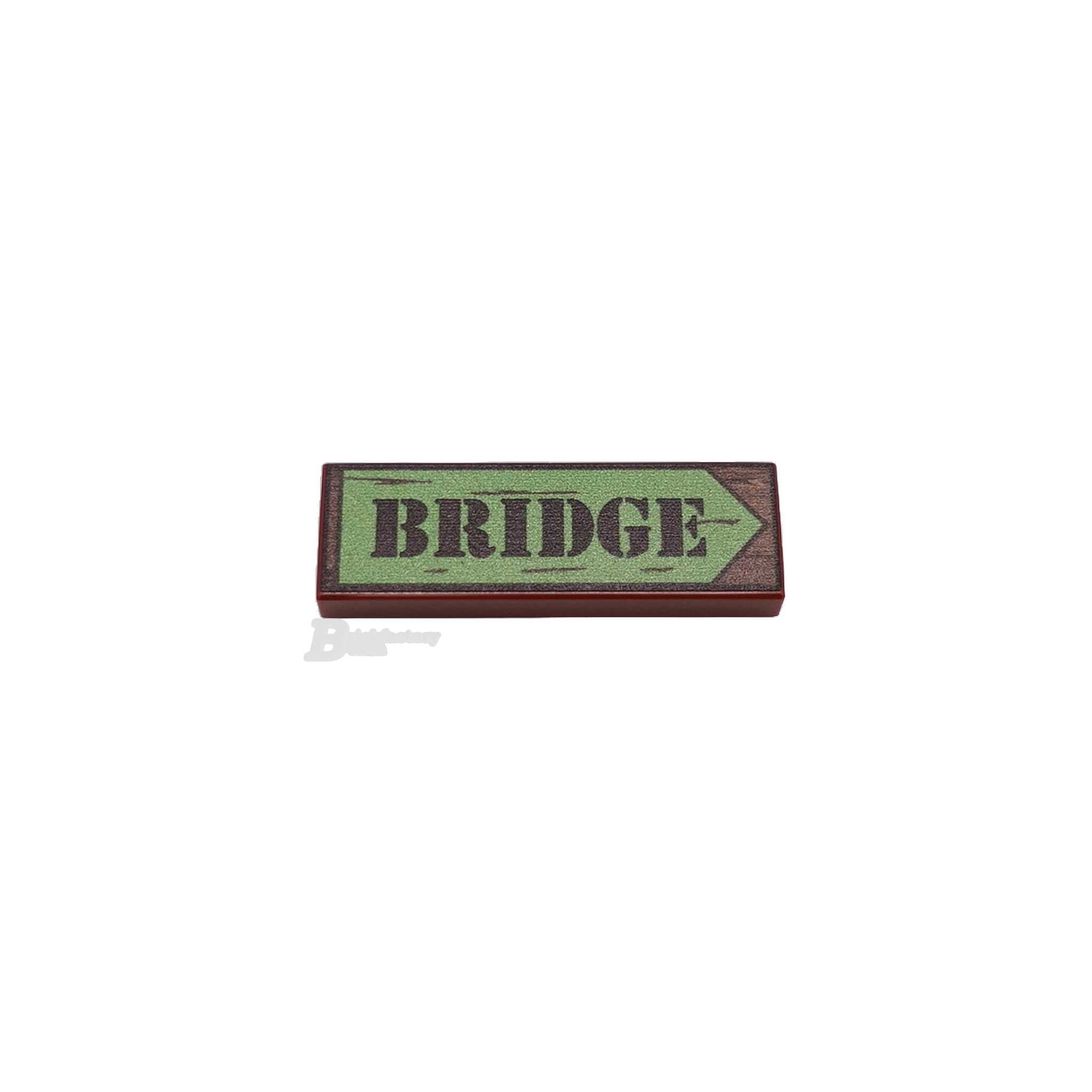 BF-0580 - Bridge Wegweiser (Farbe: Reddish-Brown) Bedruckte LEGO®-Fliese-1x3)