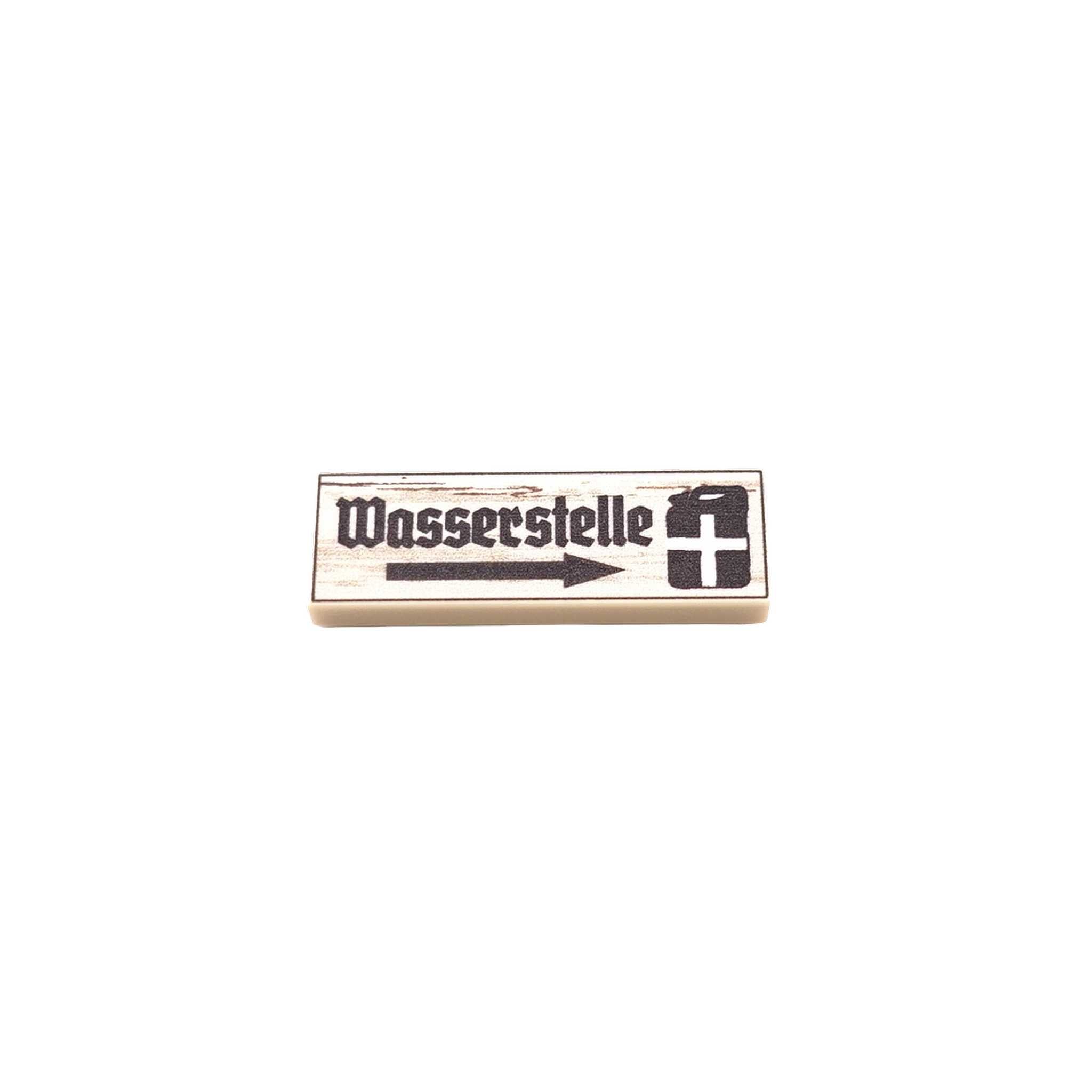 BF-0583 -  Wasserstelle Wegweiser (Farbe: Reddish-Brown) Bedruckte LEGO®-Fliese-1x3)