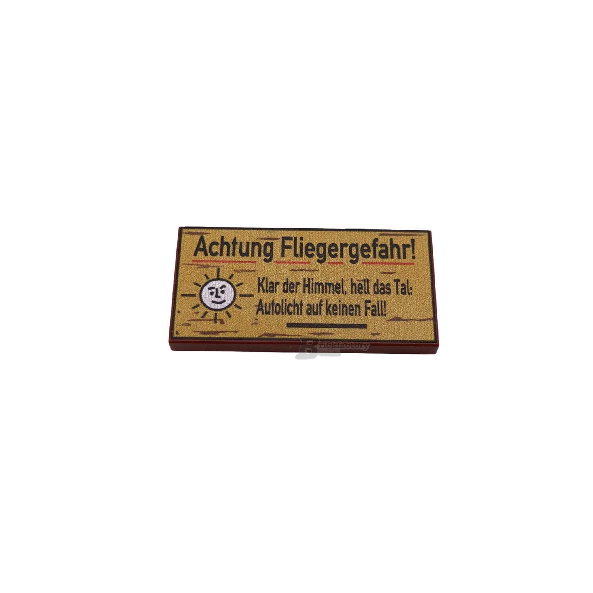 BF-0606 - Achtung Fliegergefahr (Farbe: Reddish-Brown) Bedruckte LEGO®-Fliese-2x4)