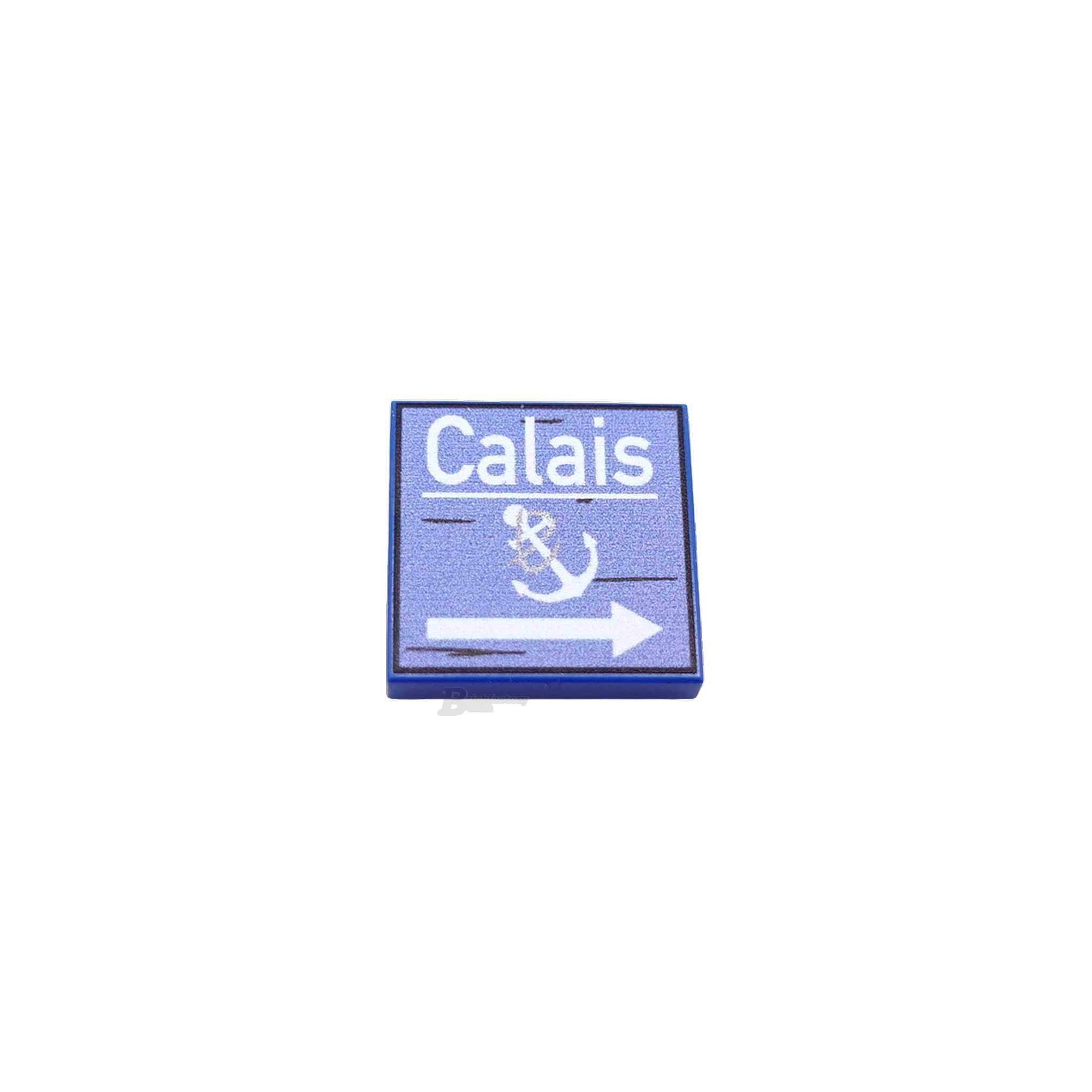 BF-0618 - Wegweiser Calais (Farbe: Blue, Bedruckte LEGO®-Fliese 2x2)