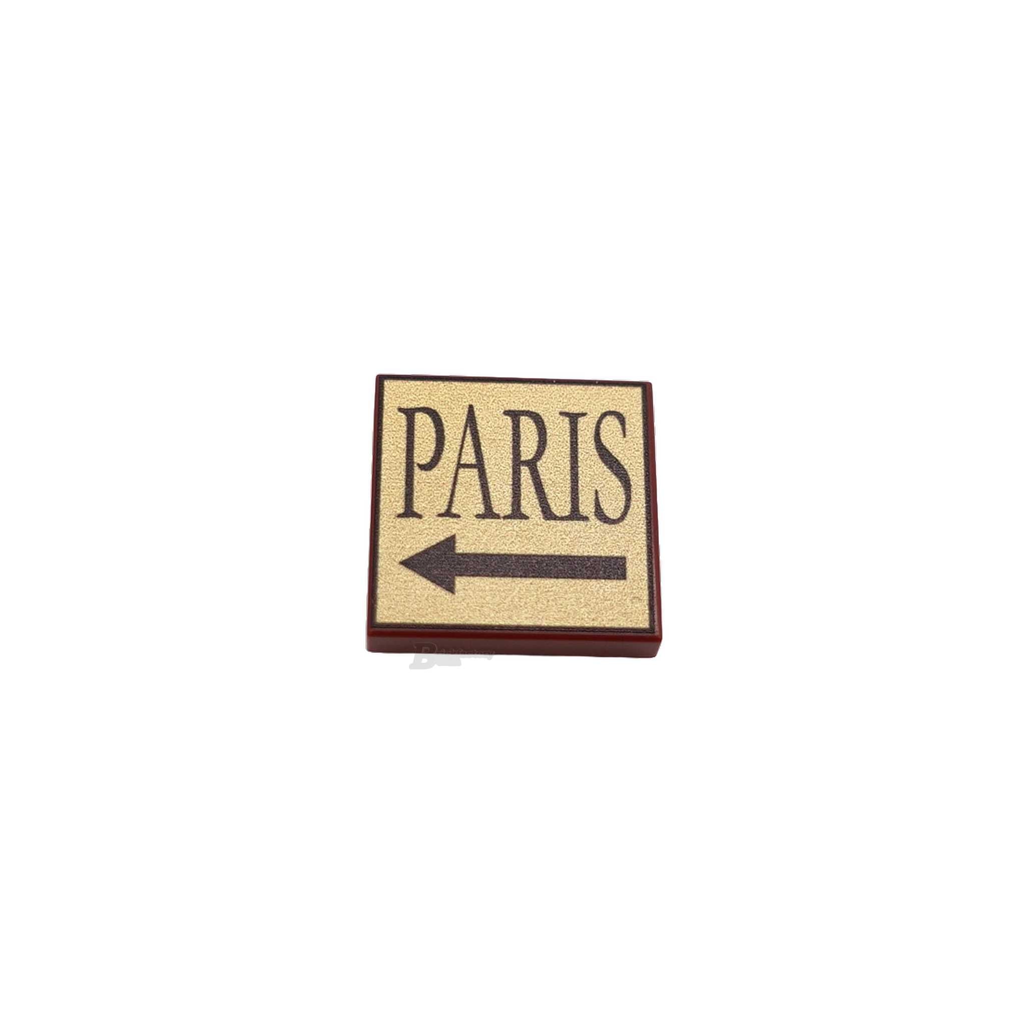 BF-0619 - Wegweiser Paris (Farbe: Reddish-Brown, Bedruckte LEGO®-Fliese 2x2)