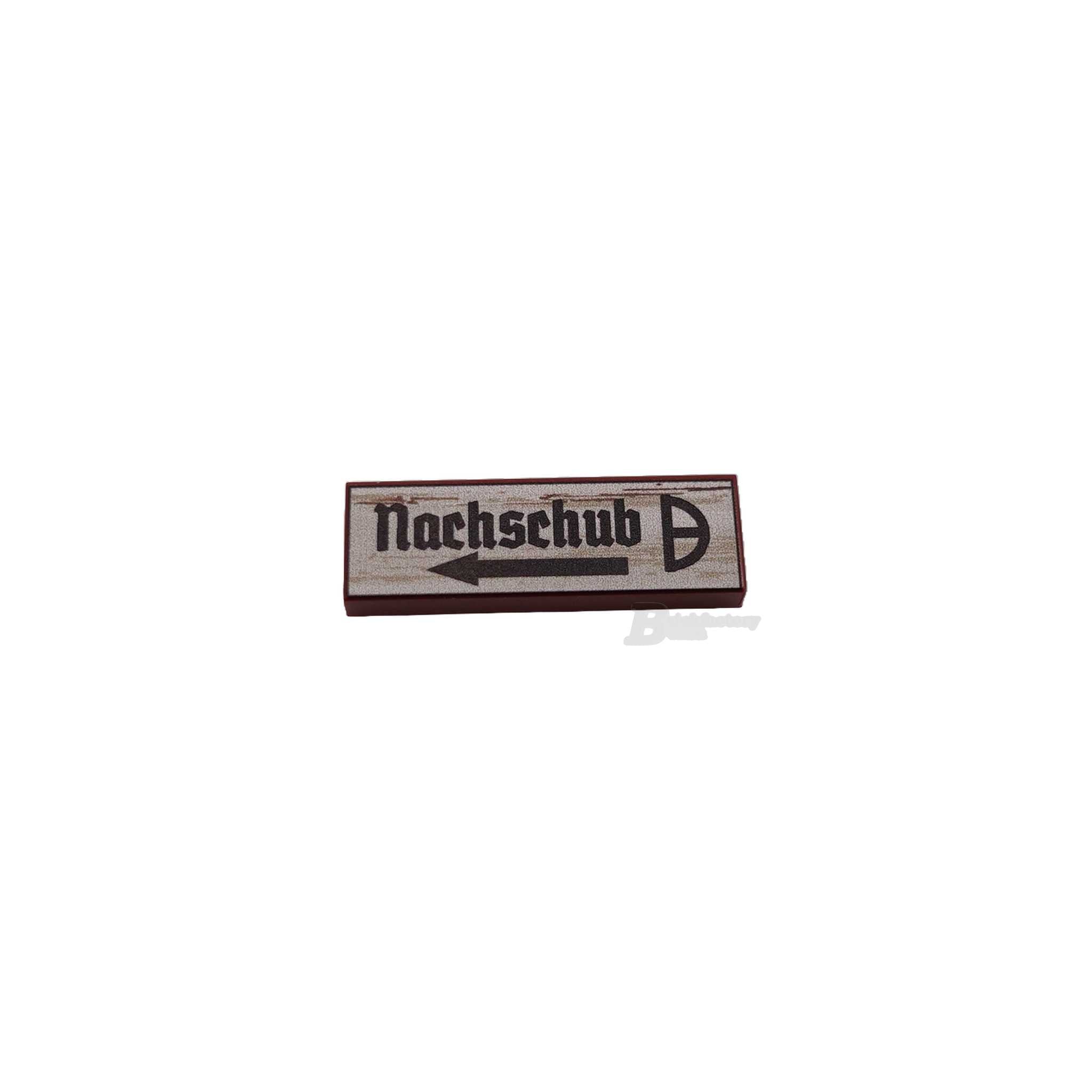 BF-0599 - 21. PzD. Nachschub (Farbe: Reddish-Brown) Bedruckte LEGO®-Fliese-1x3)