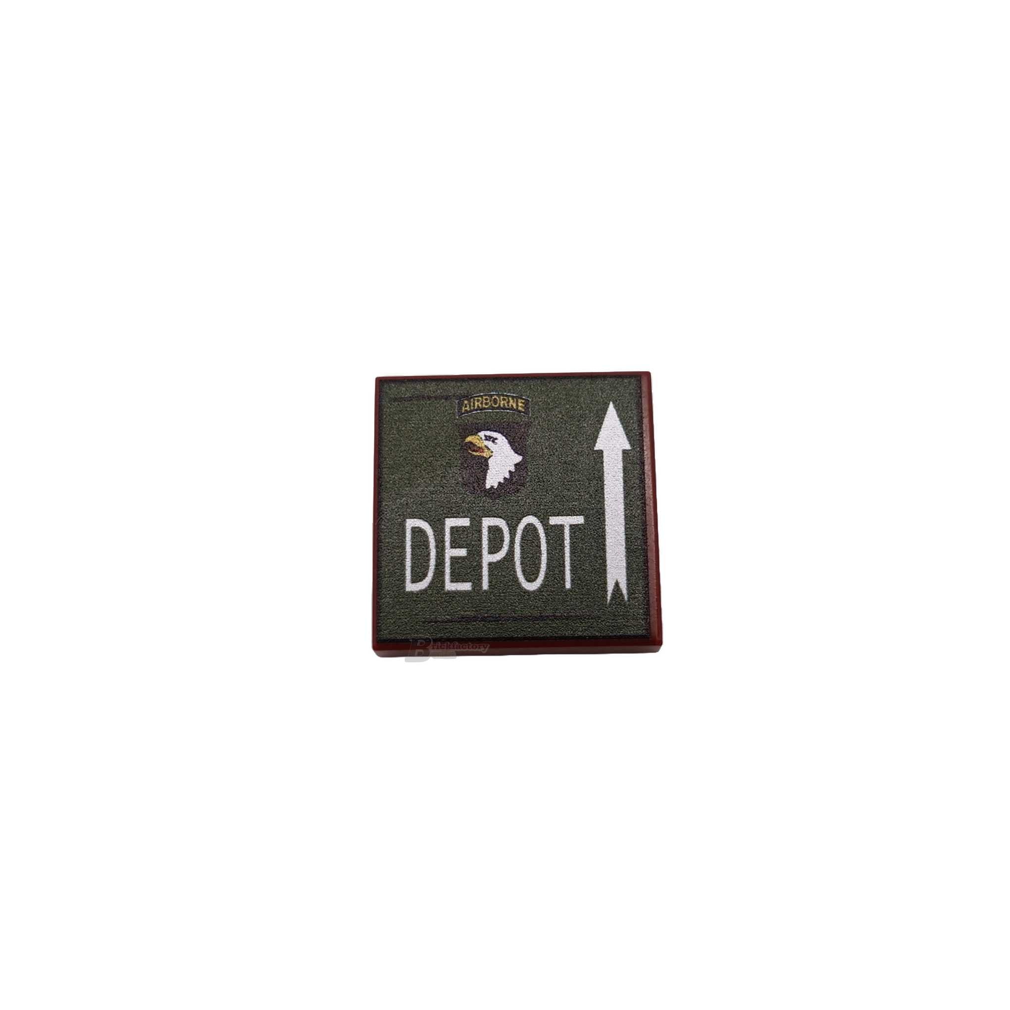 BF-0624 - Airborne Depot Wegweiser(Farbe: Reddish-Brown, Bedruckte LEGO®-Fliese 2x2)