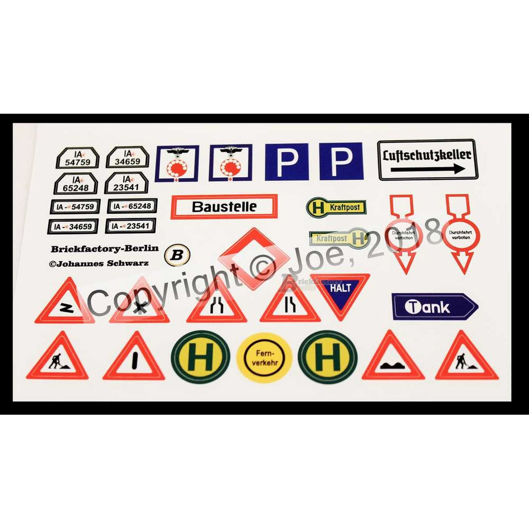 BF-0315 - Sticker sheet VI traffic signs 1930s
