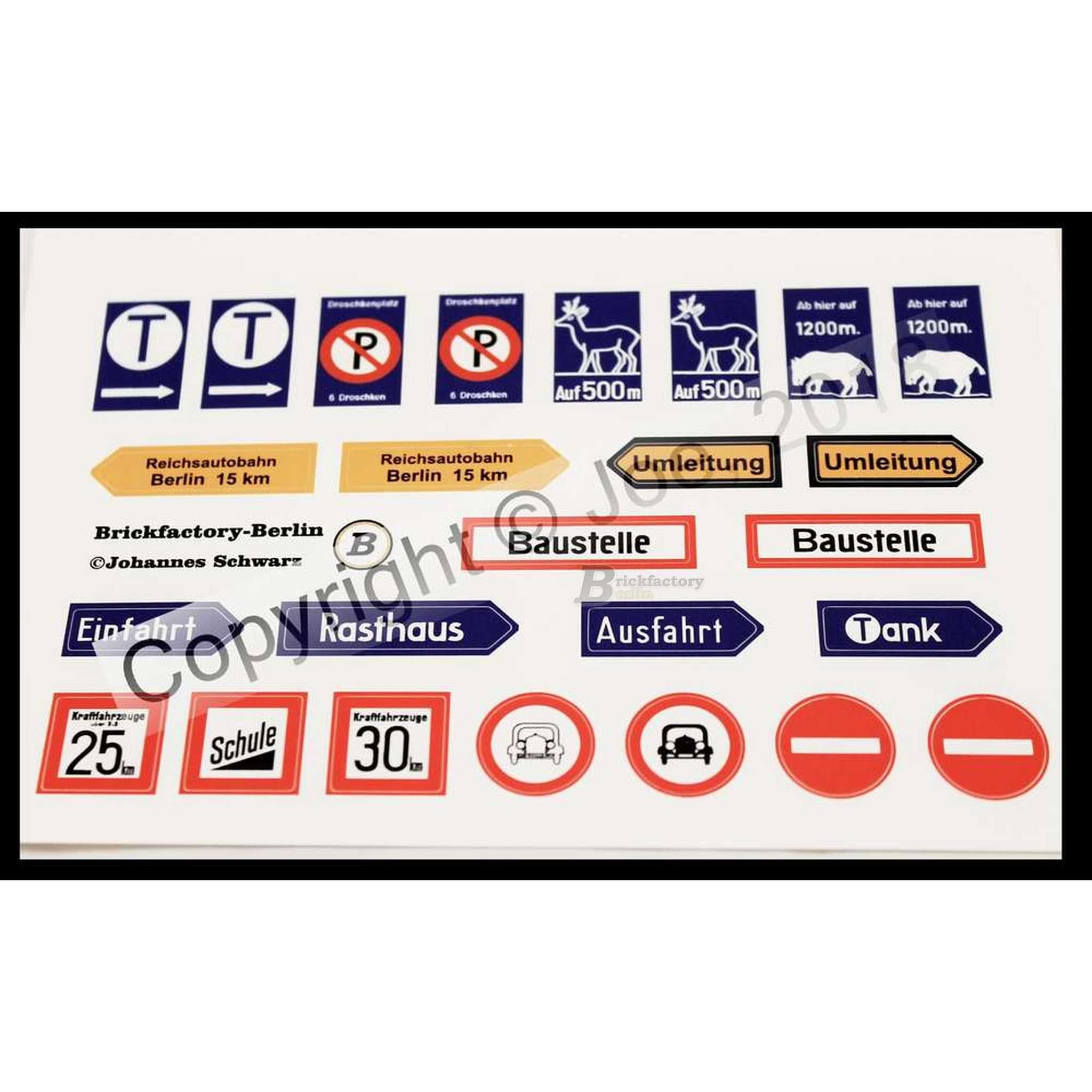 BF-0318 - Sticker sheet IX traffic signs 1930s