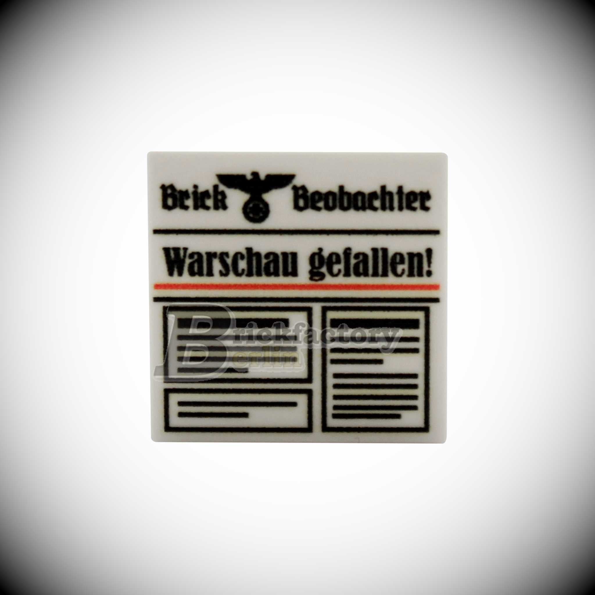 BF-0332A - Newspaper-"Warsaw-fallen!" Printed-LEGO®-Tile-2x2