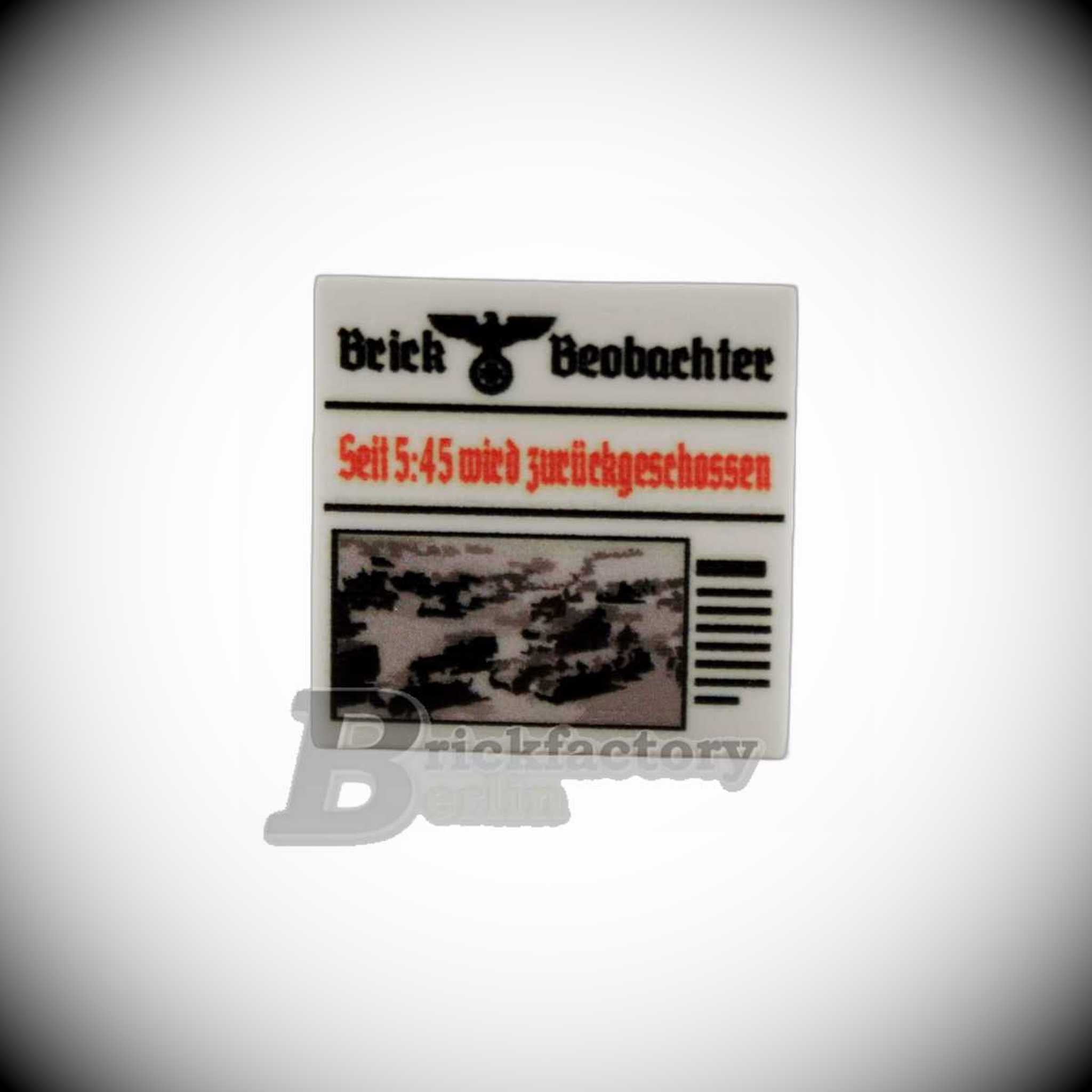 BF-0332B - Newspaper: "Since 5:45 they've been shooting back" Printed-LEGO®-Tile-2x2