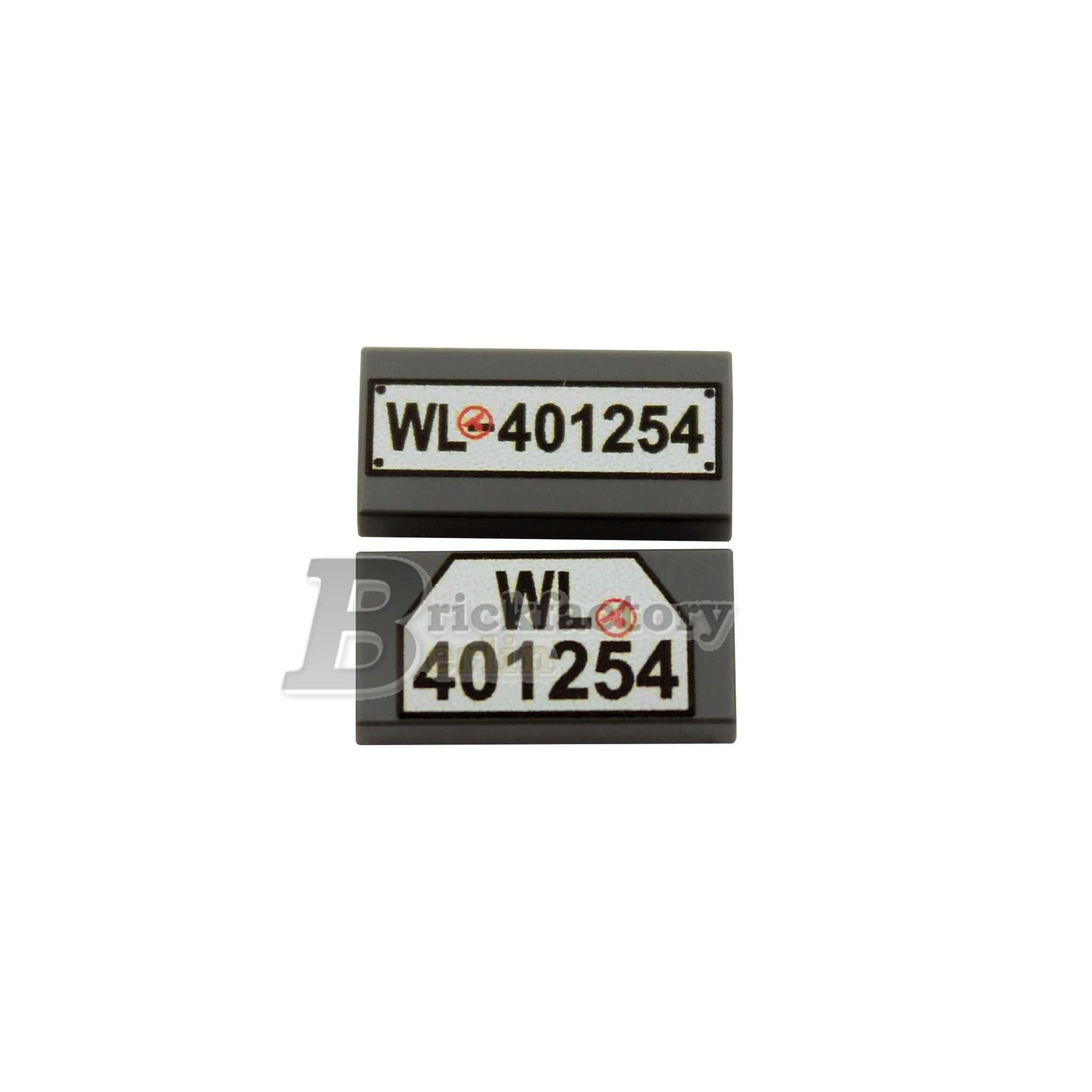 BF-0363A - 2-pack License Plate Set-1 (Color: Dark Gray) Printed-LEGO® Tiles-1x2