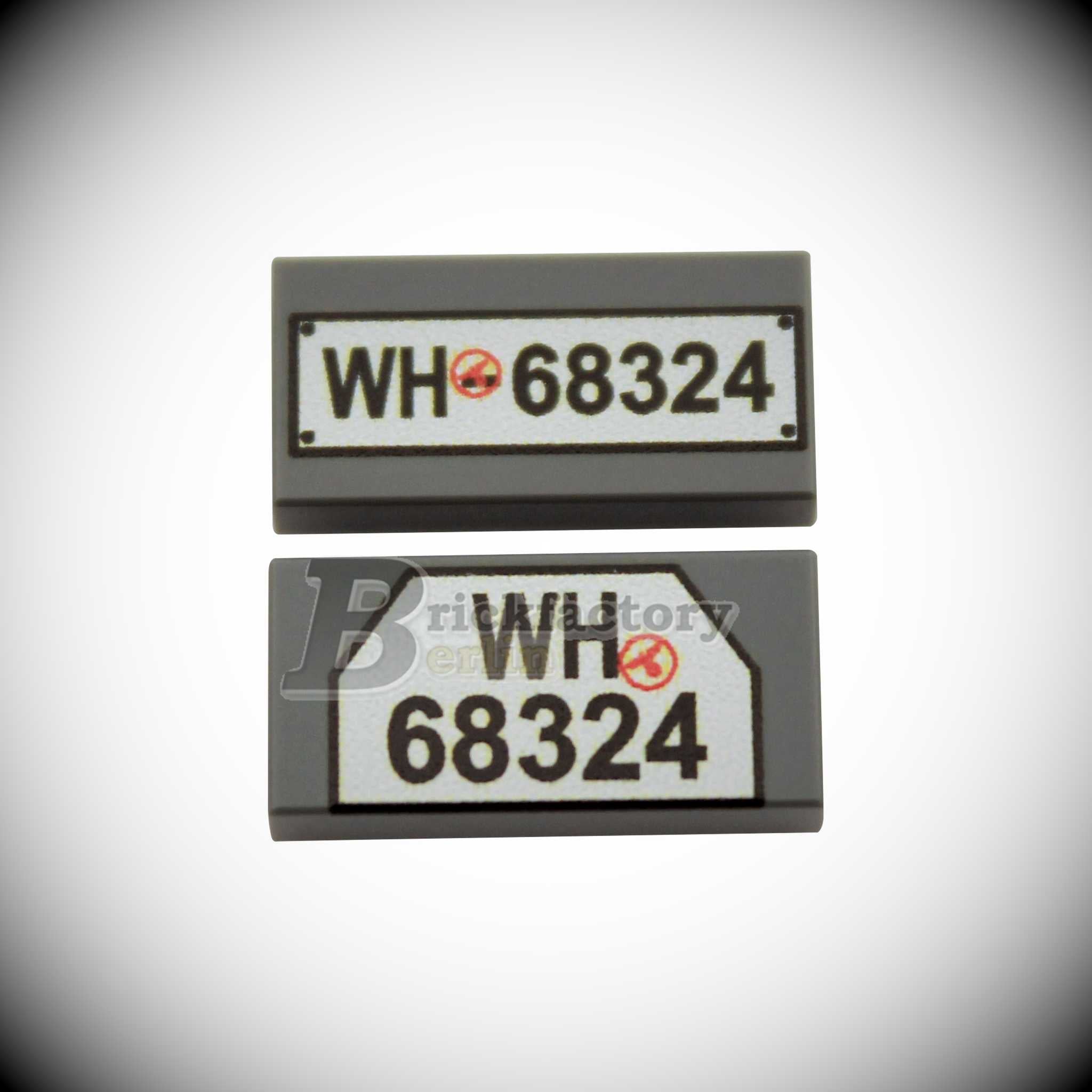 BF-0363D - Nummernschilder Set-4 2er-Pack (Farbe: Dunkelgrau) Bedruckte LEGO®-Fliesen-1x2