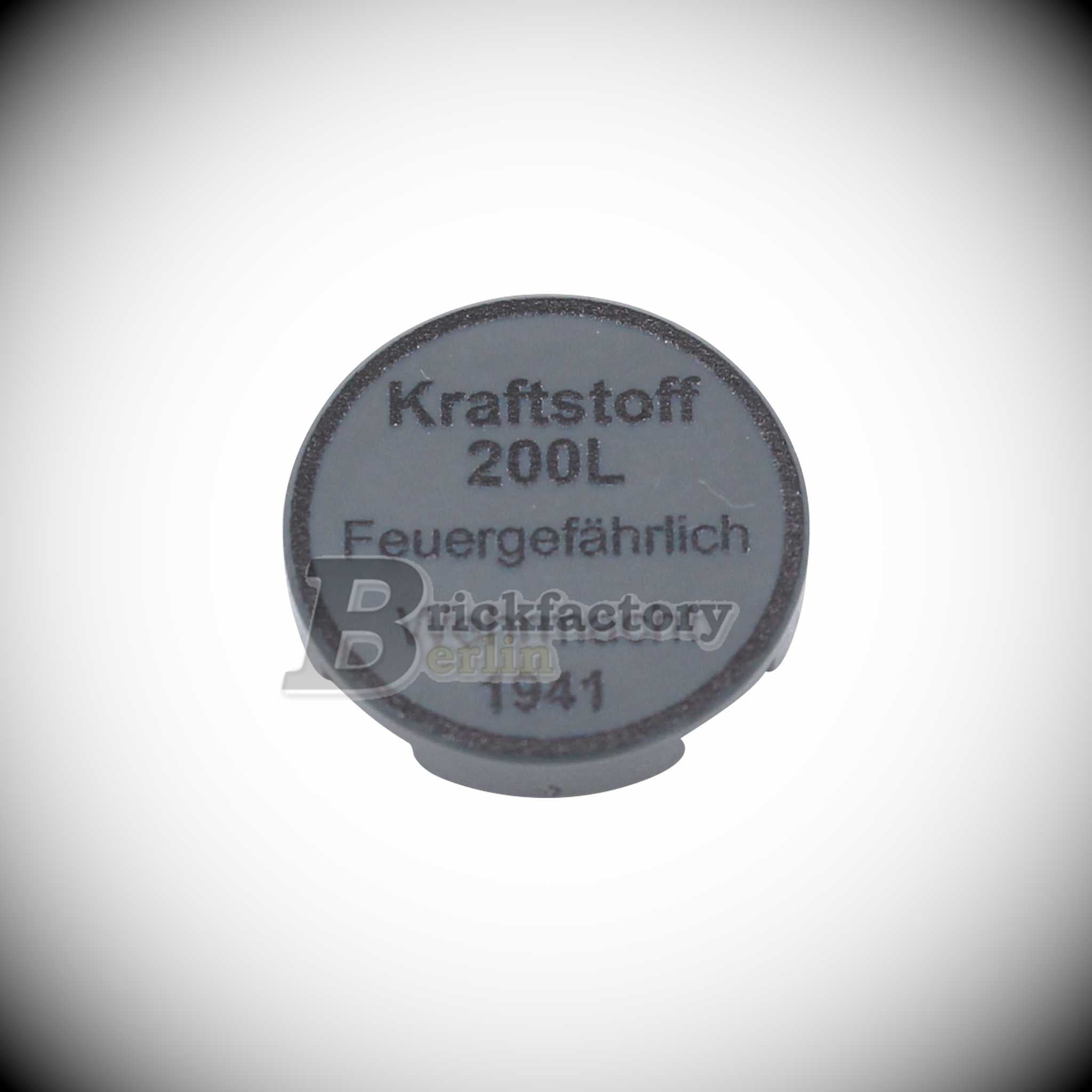 BF-0379-2 Custom printed "Deckel für Benzinfass 1941" aus LEGO® Teilen (Dunkelgrau)