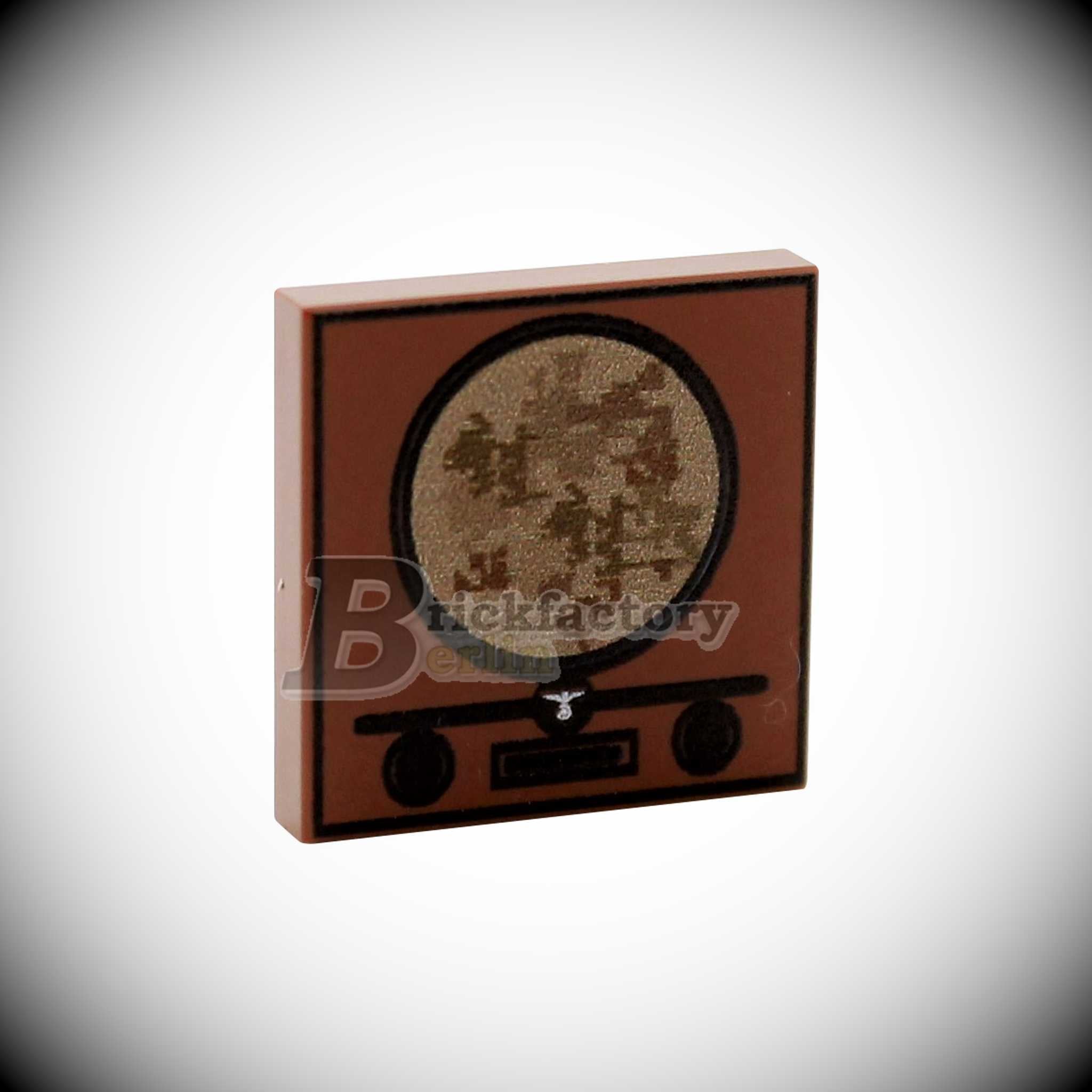 BF-0411 - People's Receiver (Color: Reddish-Brown) Printed LEGO® Tile 2x2