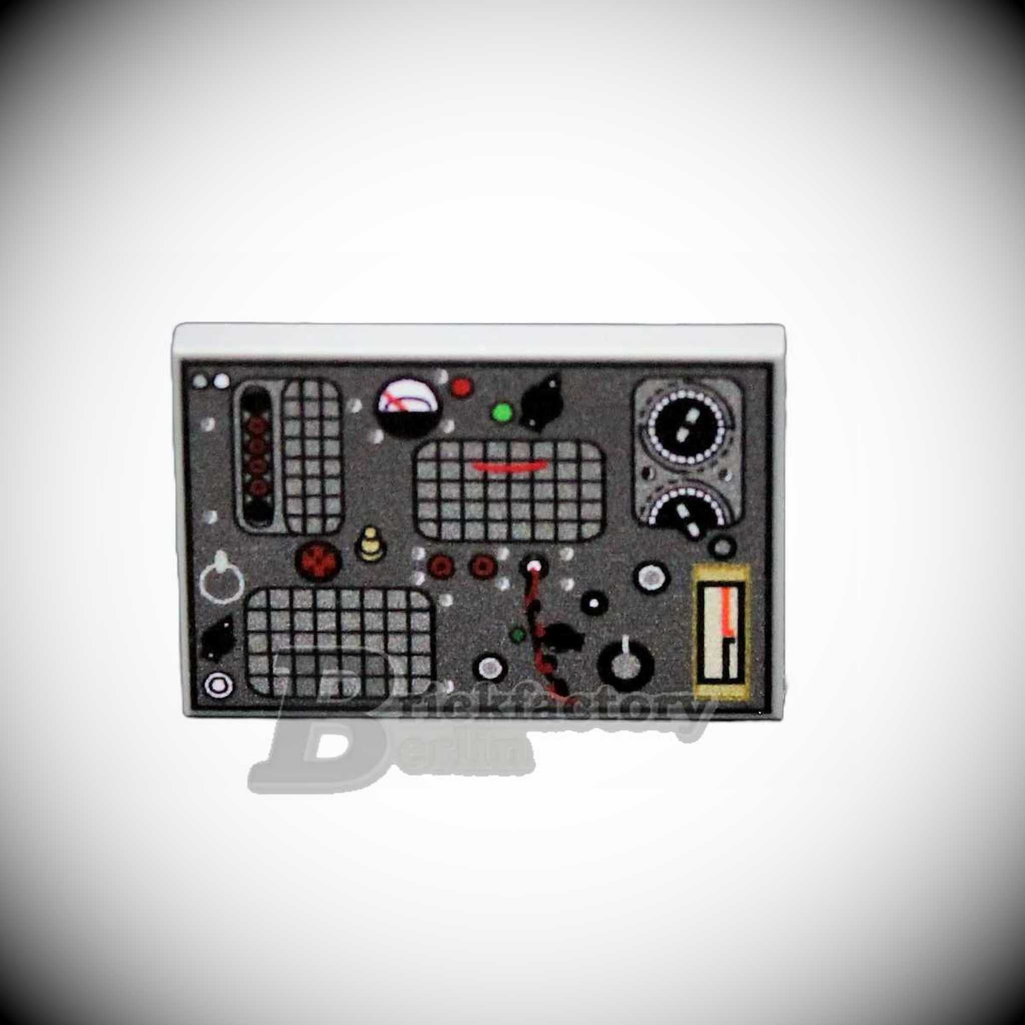 BF-0414E - Typ-A Mark-III Spy-Radio-Set (Farbe: Dunkelgrau) Bedruckte-LEGO®-Fliese-2x3