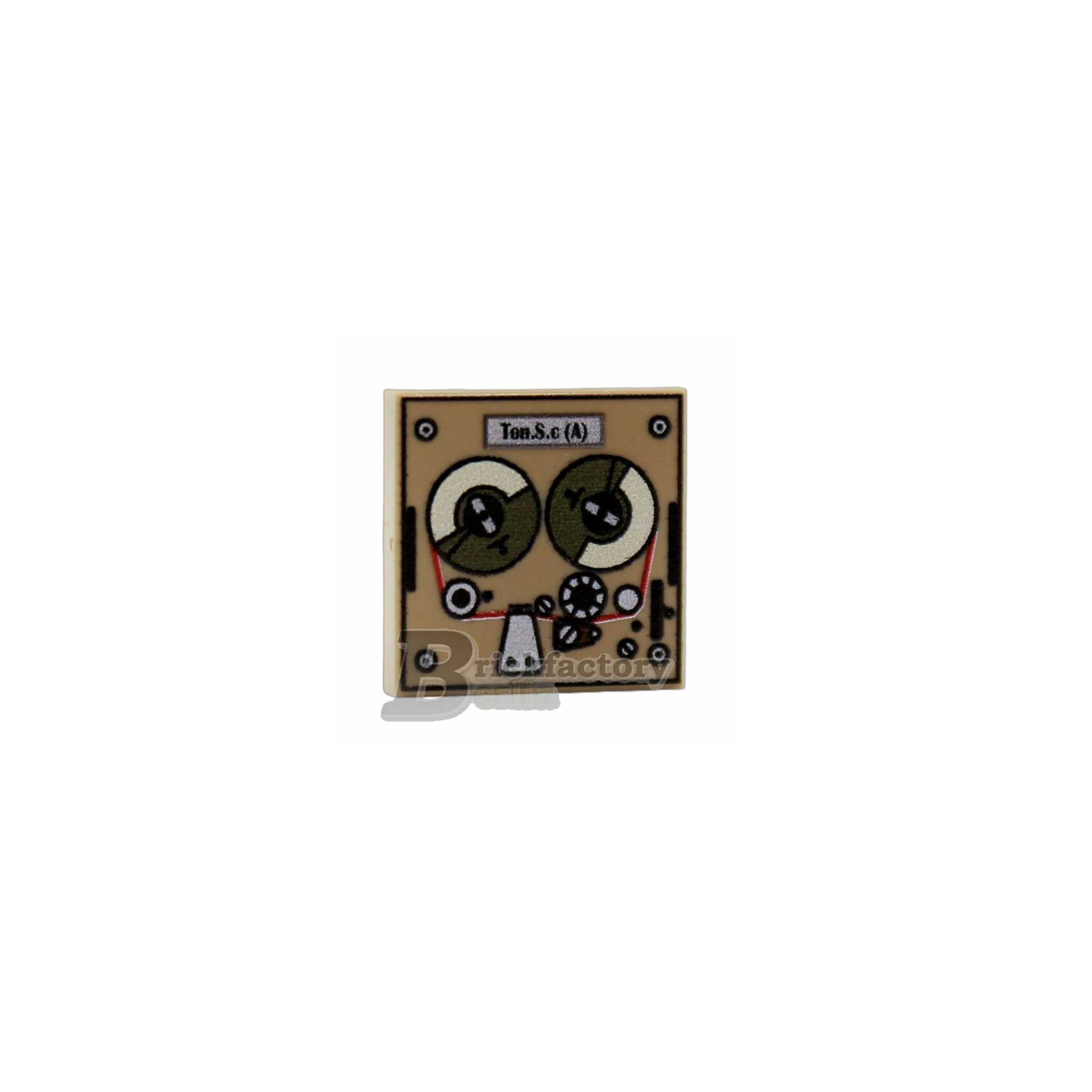 BF-0416A - Wehrmacht Radio Tape Recorder Tone Recorder (Color: Darktan) Printed LEGO® Tile 2x2