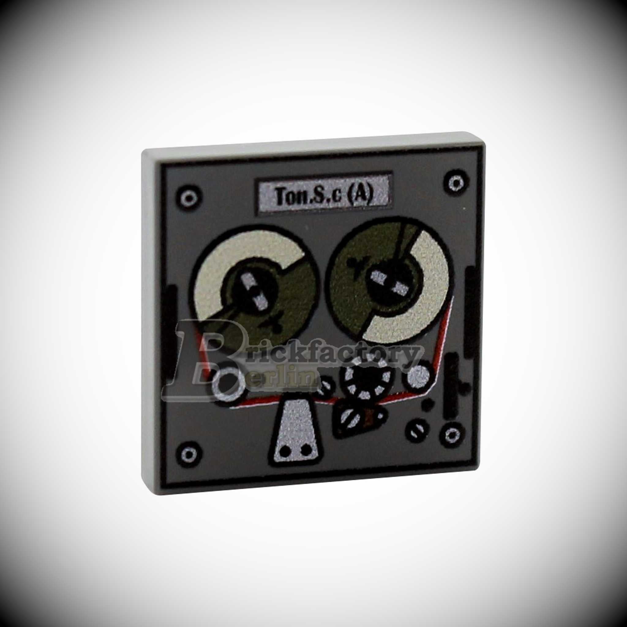 BF-0416 - Wehrmacht Radio Tape Recorder Tone Recorder (Color: Dark Gray) Printed LEGO® tile 2x2