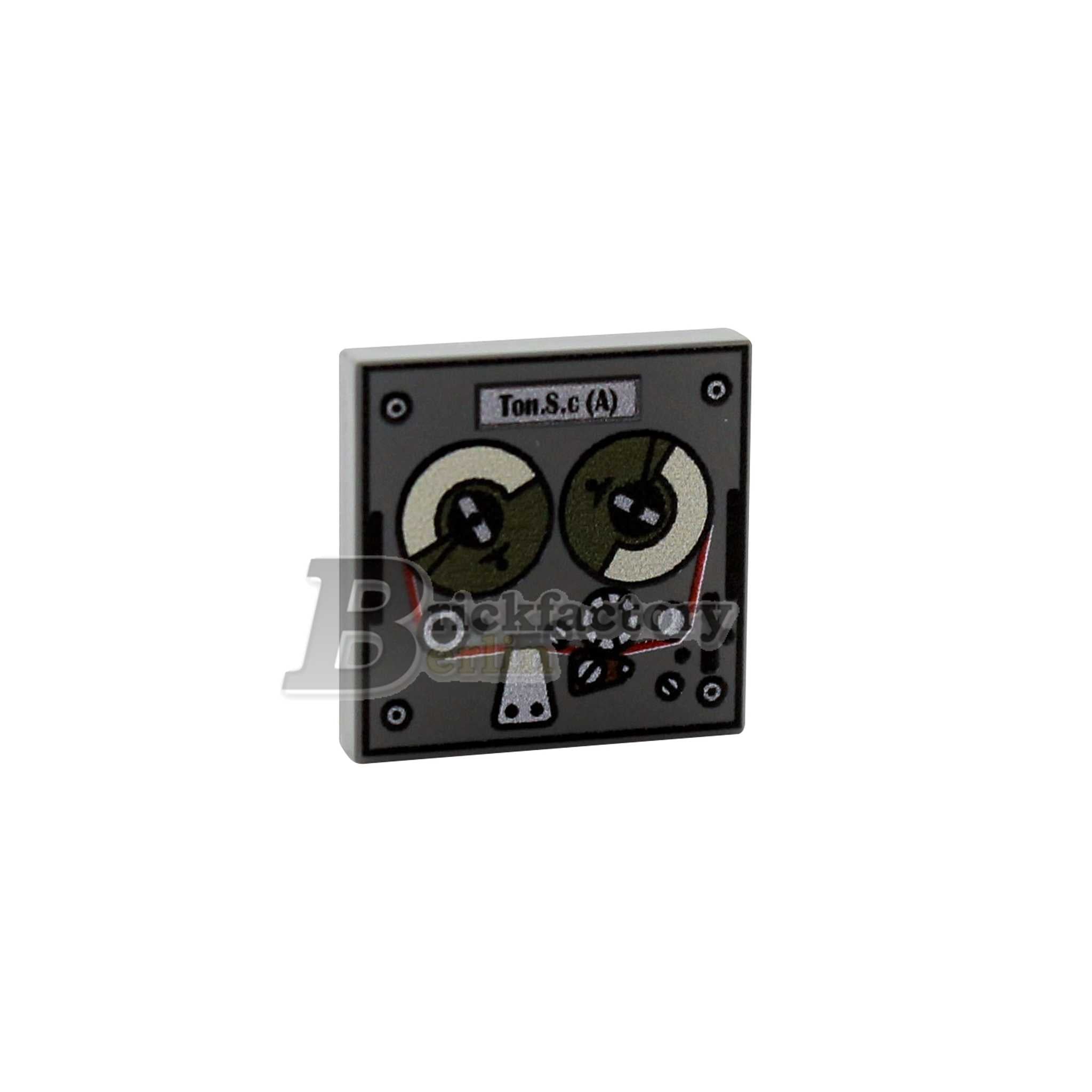 BF-0416 - Wehrmacht Radio Tape Recorder Tone Recorder (Color: Dark Gray) Printed LEGO® tile 2x2