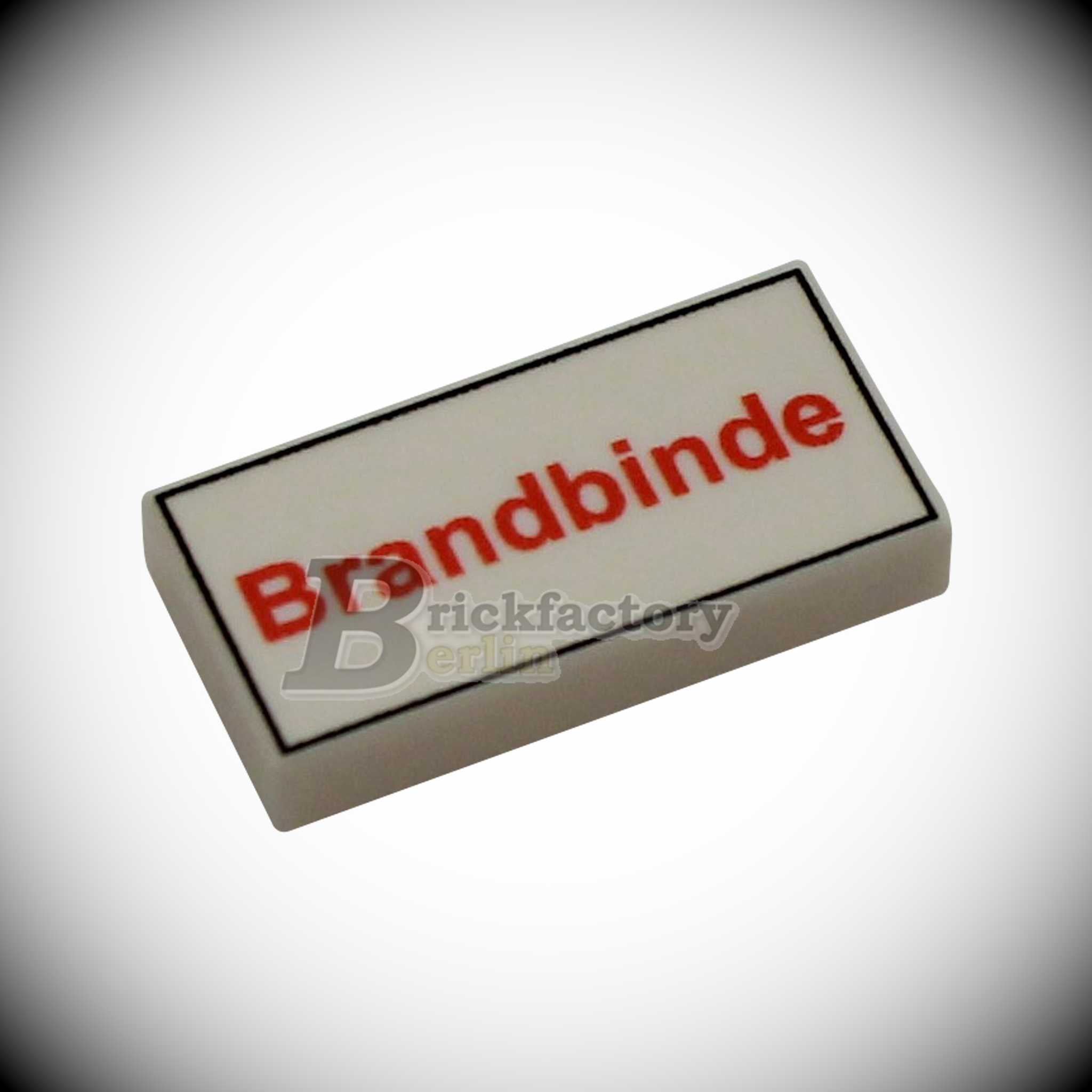 BF-0447A - Brandbinde (Farbe: Weiss) Bedruckte LEGO®-Fliese 1x2